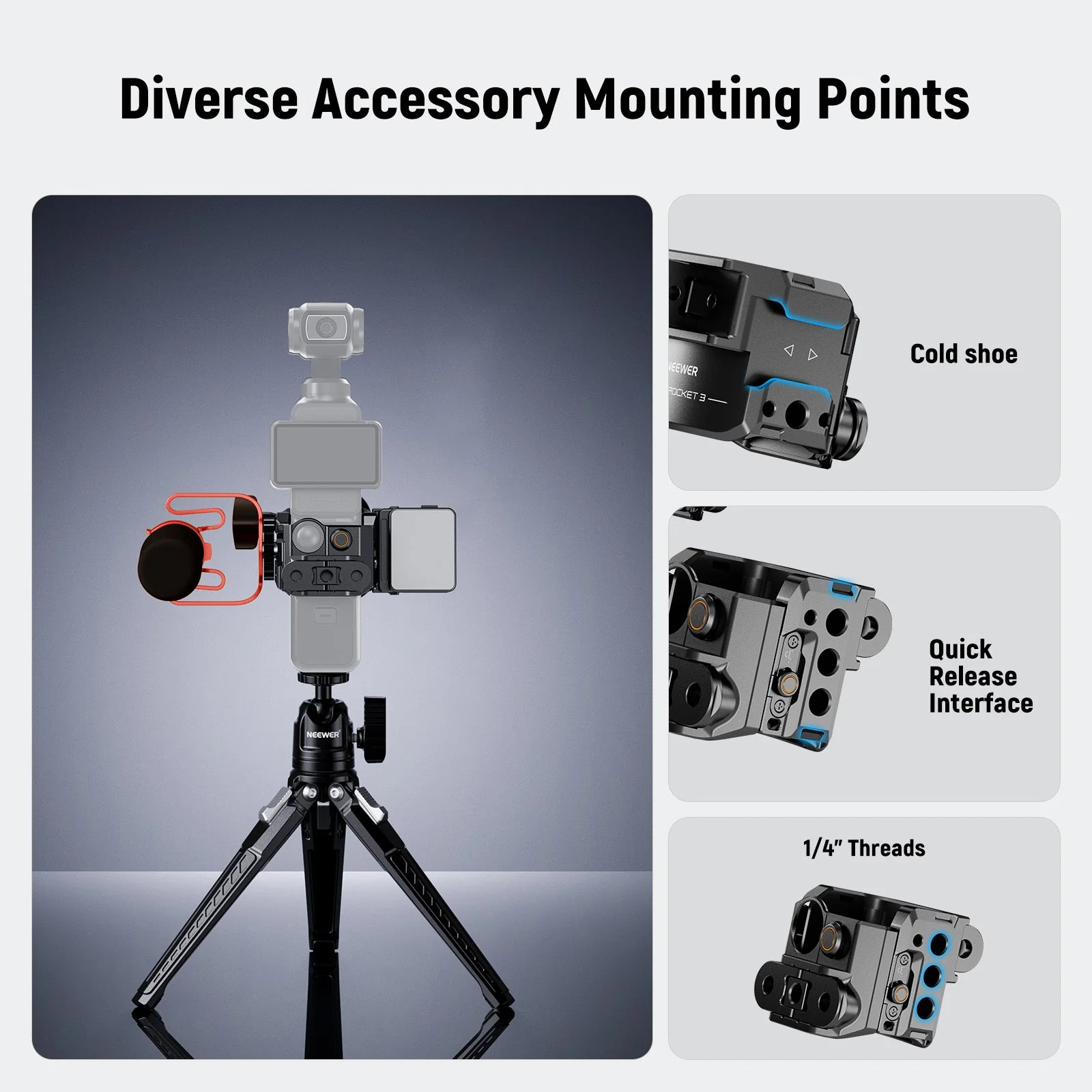 NEEWER AC009 PRO Metal Cage For DJI Osmo Pocket 3 - Image 4