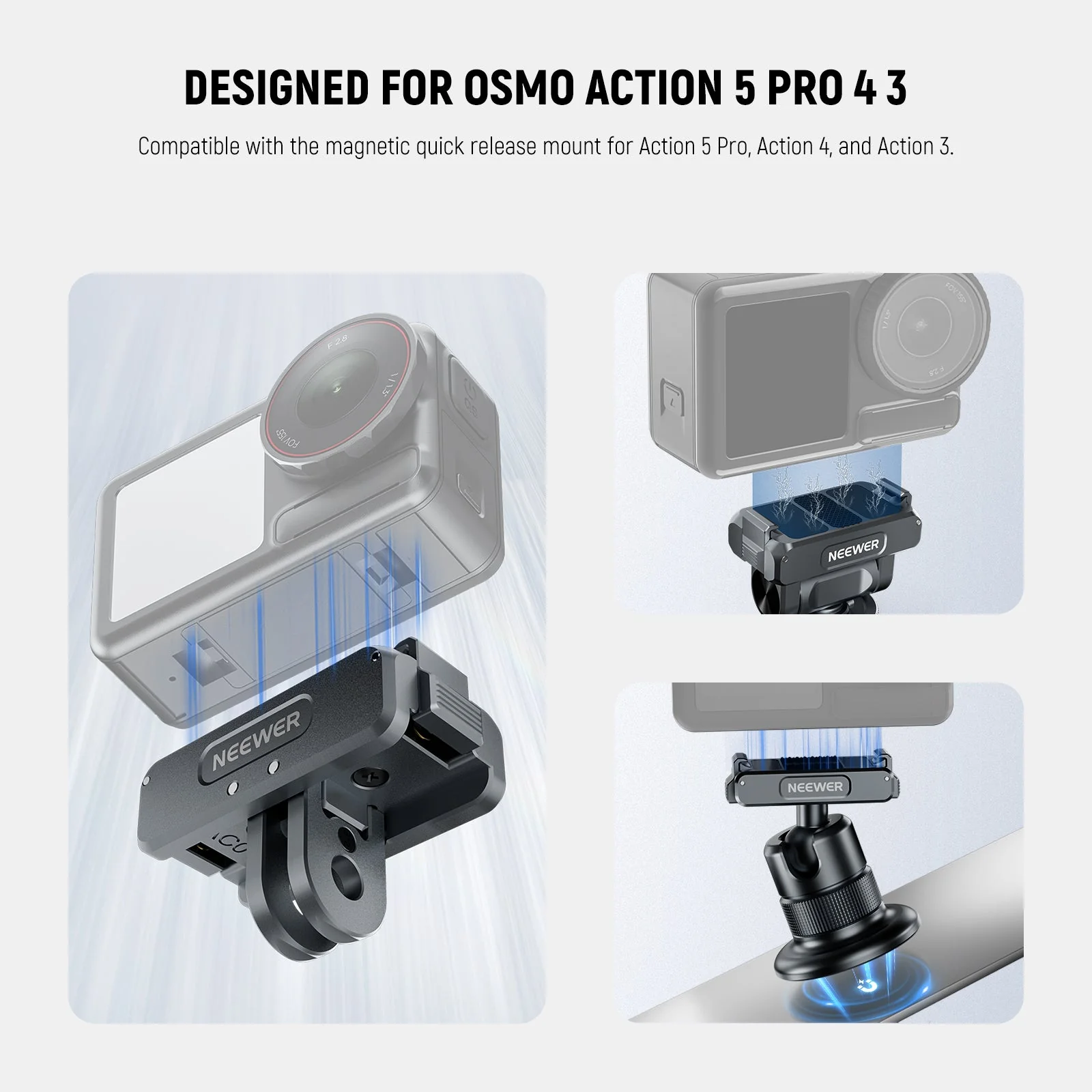 NEEWER AC011+AC012+ AC013 Action Camera Mount Kit For DJI Osmo Action 5 Pro/4/3 - Image 2