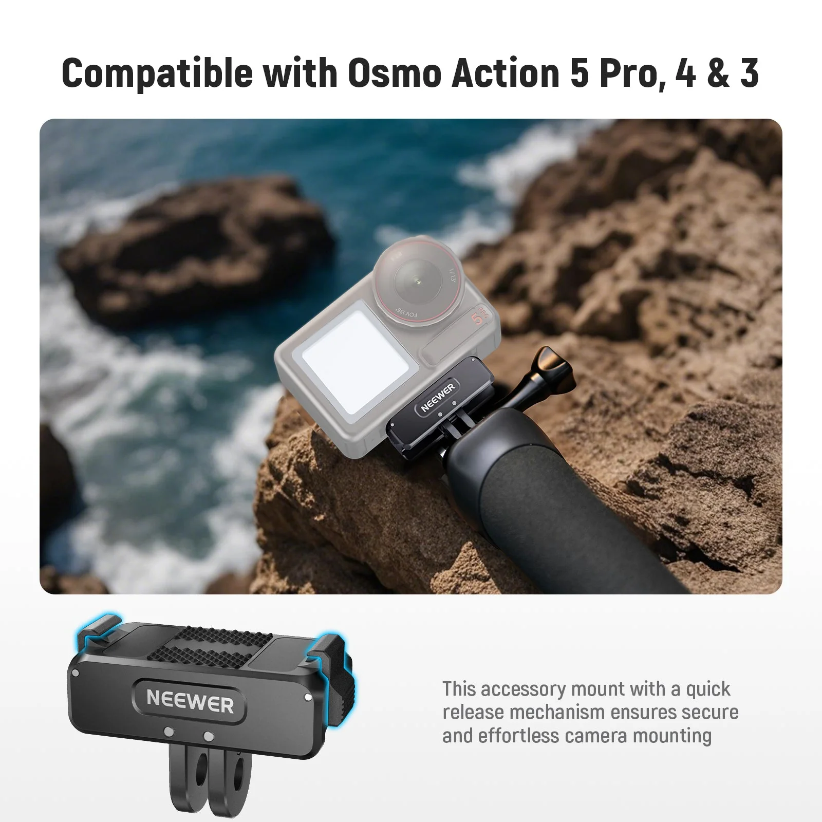 NEEWER AC011 Upgraded Magnetic Mount For DJI Osmo Action 5 Pro/4/3 - Image 3