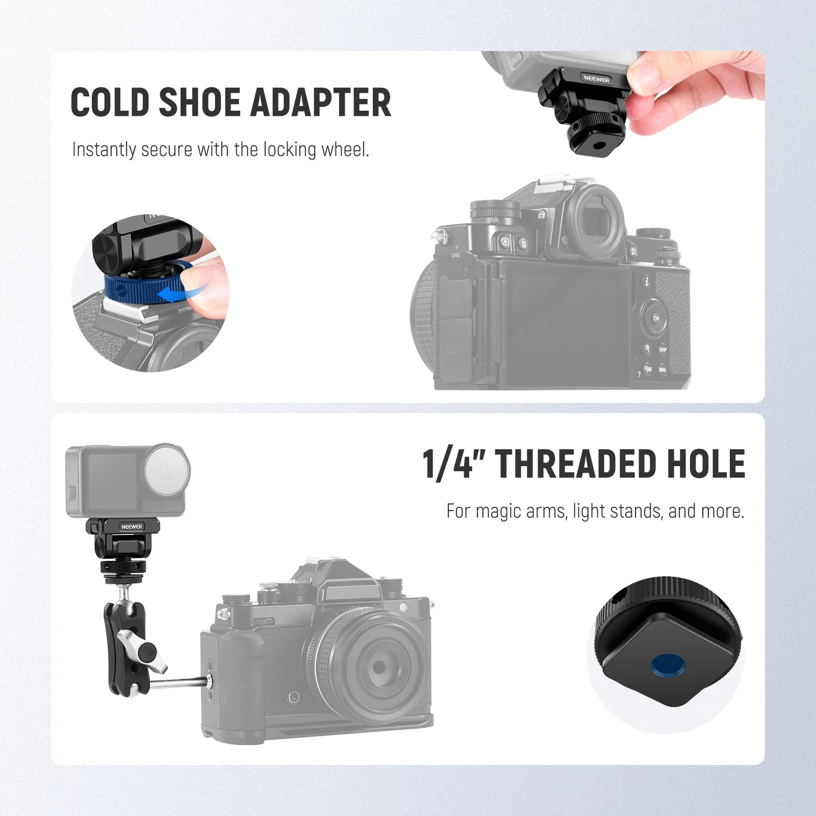 NEEWER AC012 Magnetic Cold Shoe Mount For DJI Osmo 360/Action 5 Pro/4/3 - Image 5
