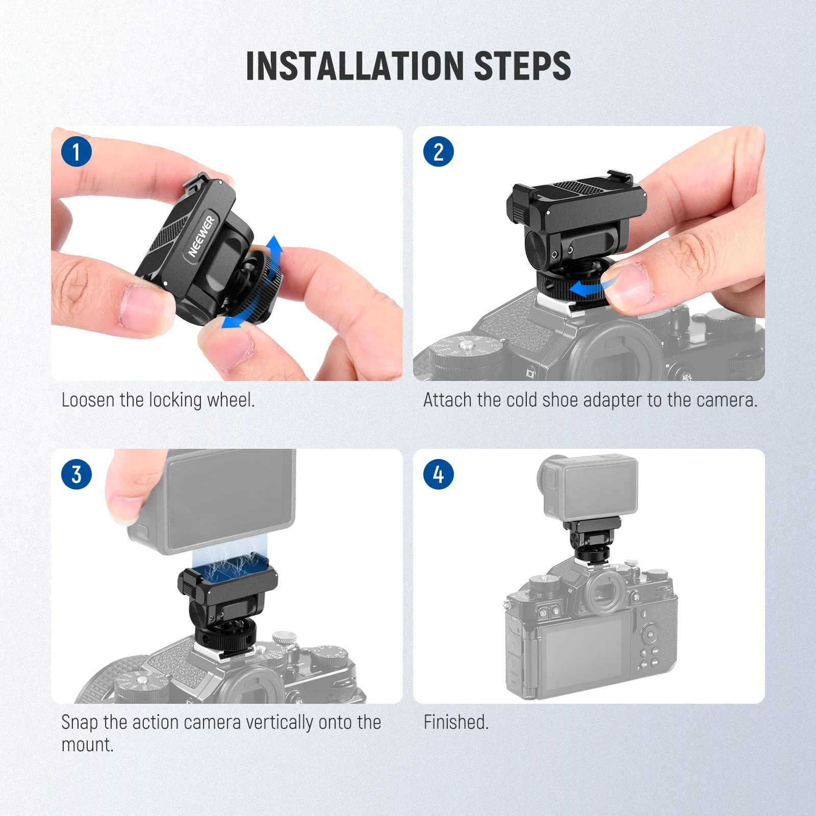 NEEWER AC012 Magnetic Cold Shoe Mount For DJI Osmo 360/Action 5 Pro/4/3 - Image 8