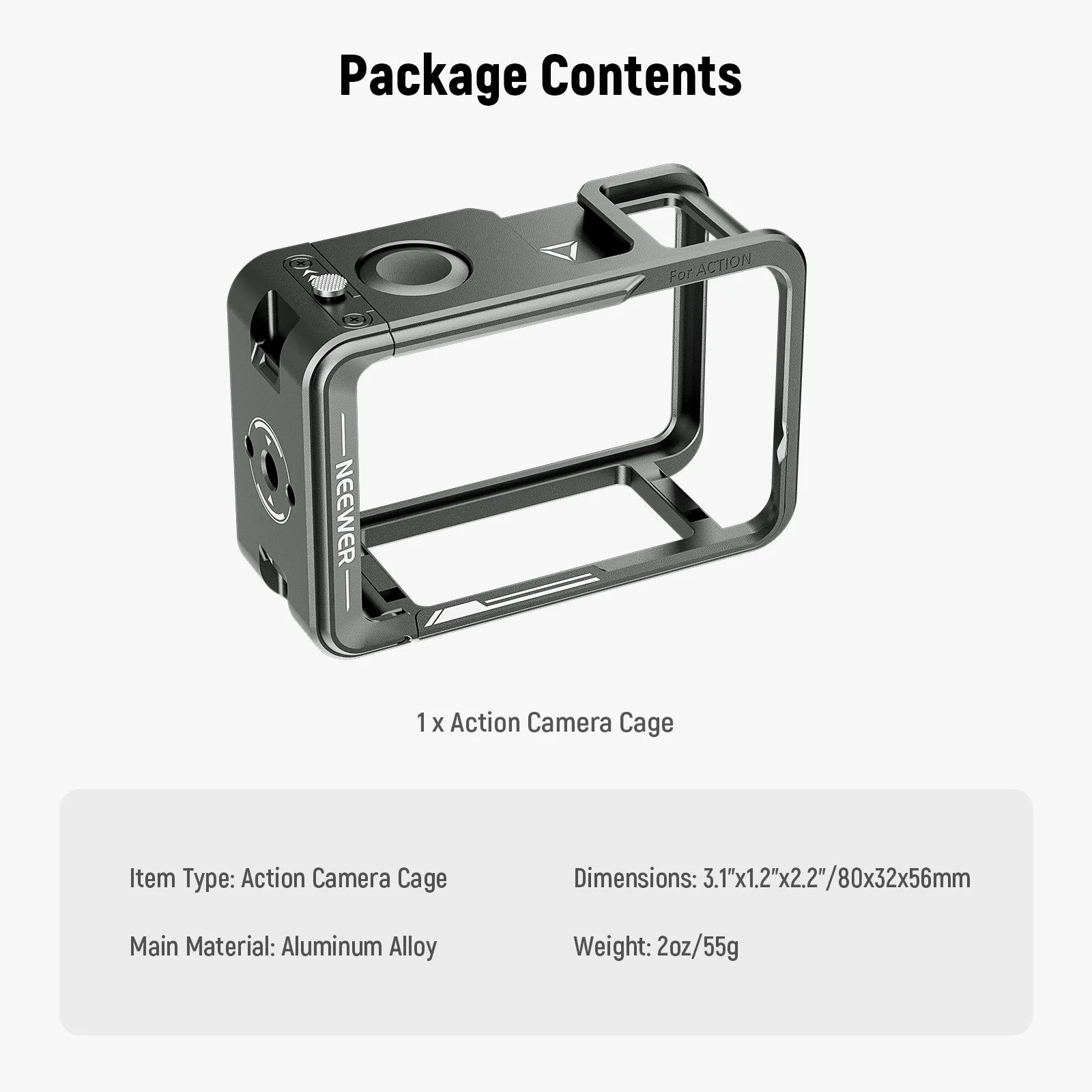 NEEWER AC014 Aluminum Cage For DJI Osmo Action 5 Pro Action 4 Action 3 - Image 7