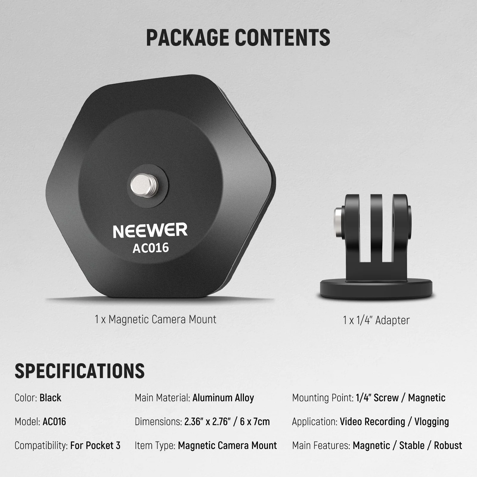 NEEWER AC016 Magnetic Camera Mount For DJI Osmo Pocket 3 - Image 8
