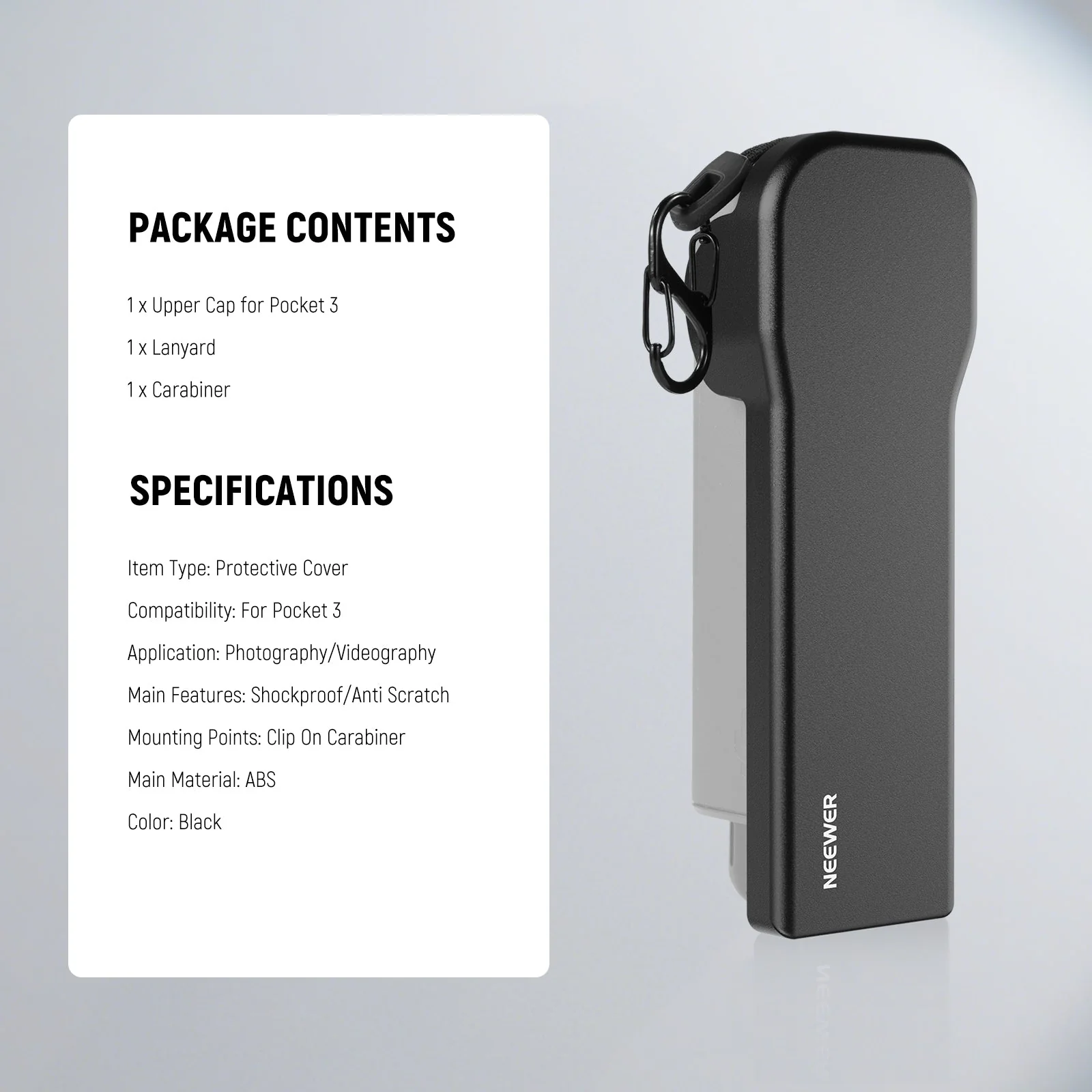 NEEWER AC026 Protective Cover with Carabiner for DJI Osmo Pocket 3 - Image 8