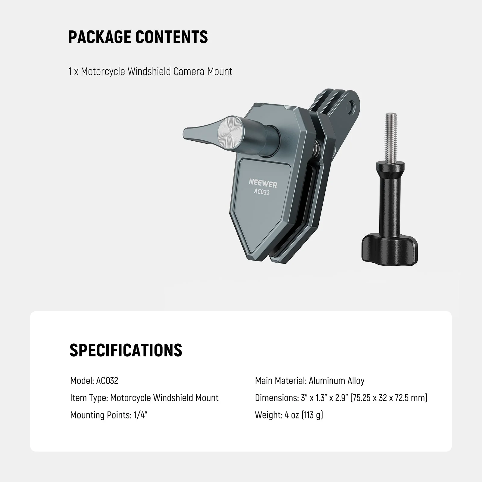 NEEWER AC032 Motorcycle Windshield Mount For Action Camera - Image 7
