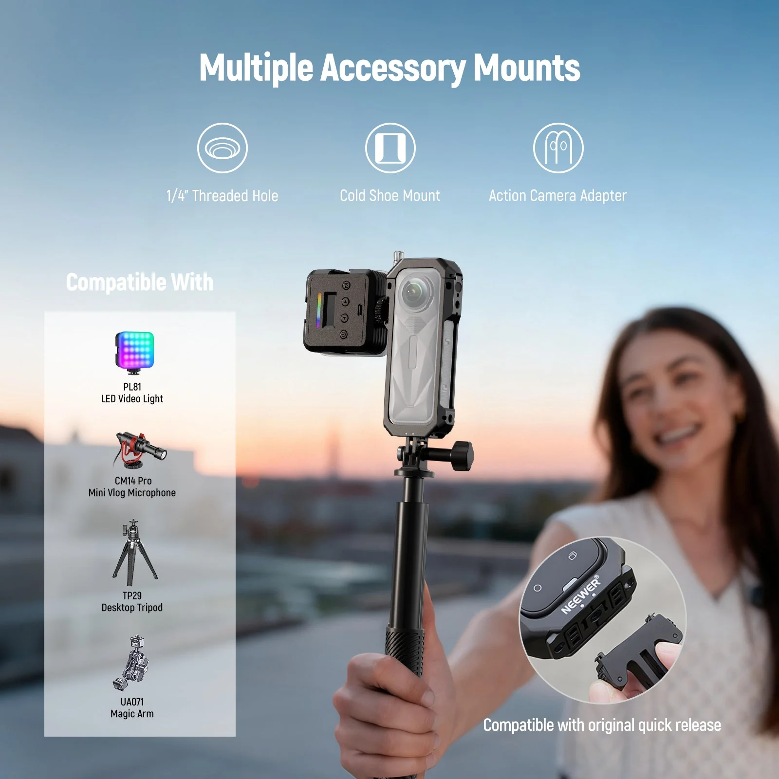 NEEWER AC033 Utility Frame Action Camera Cage Compatible with Insta360 X5 - Image 4