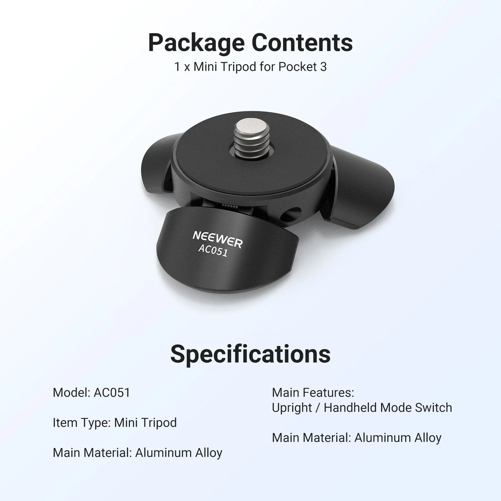 NEEWER AC051 Mini Tripod Compatible with DJI Osmo Pocket 3 - Image 7