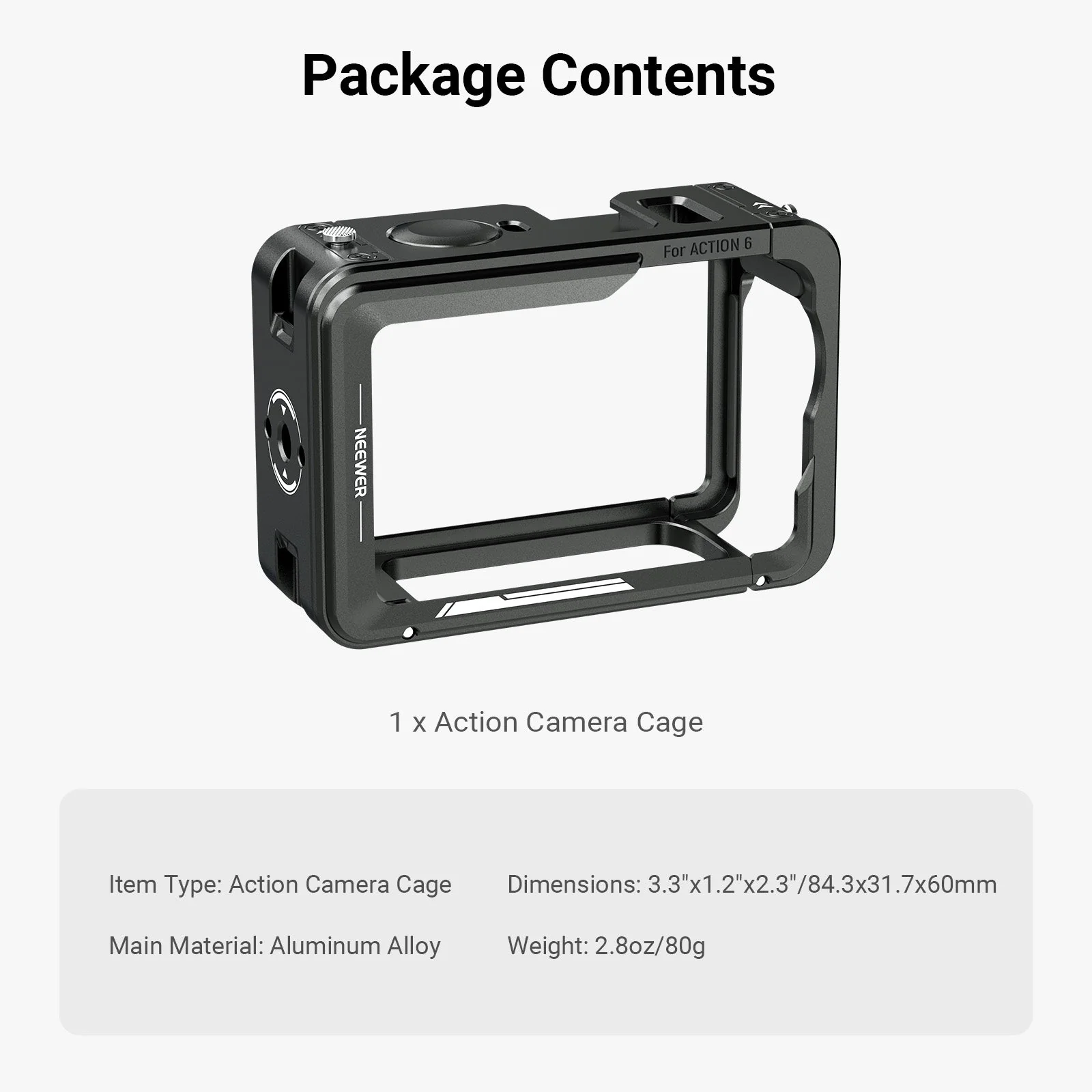 NEEWER AC054 Action Camera Cage for DJI Osmo Action 6 - Image 7