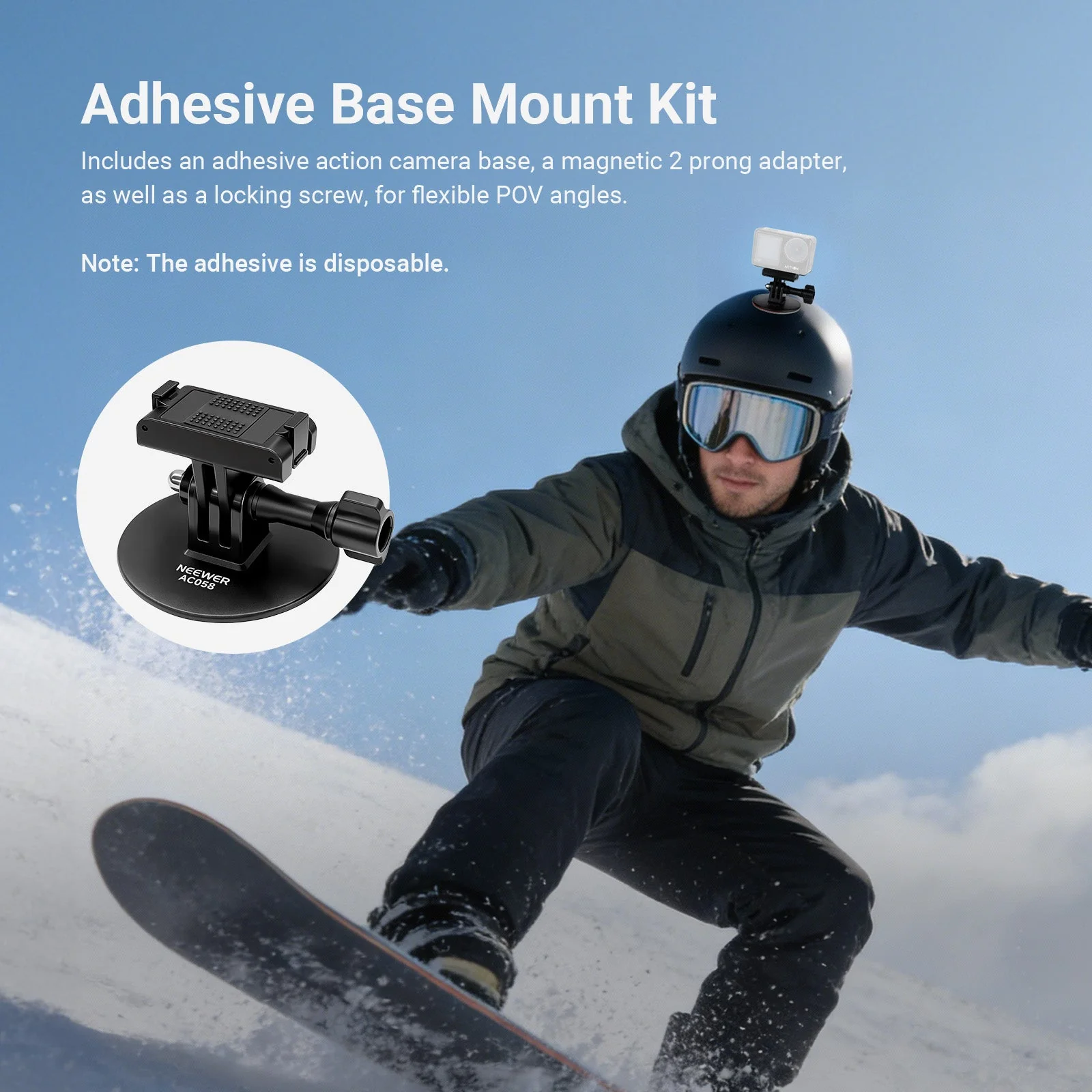 NEEWER AC058 Adhesive Base Mount Kit for DJI Osmo Nano/360/Action 6 5 Pro 4 3 - Image 2