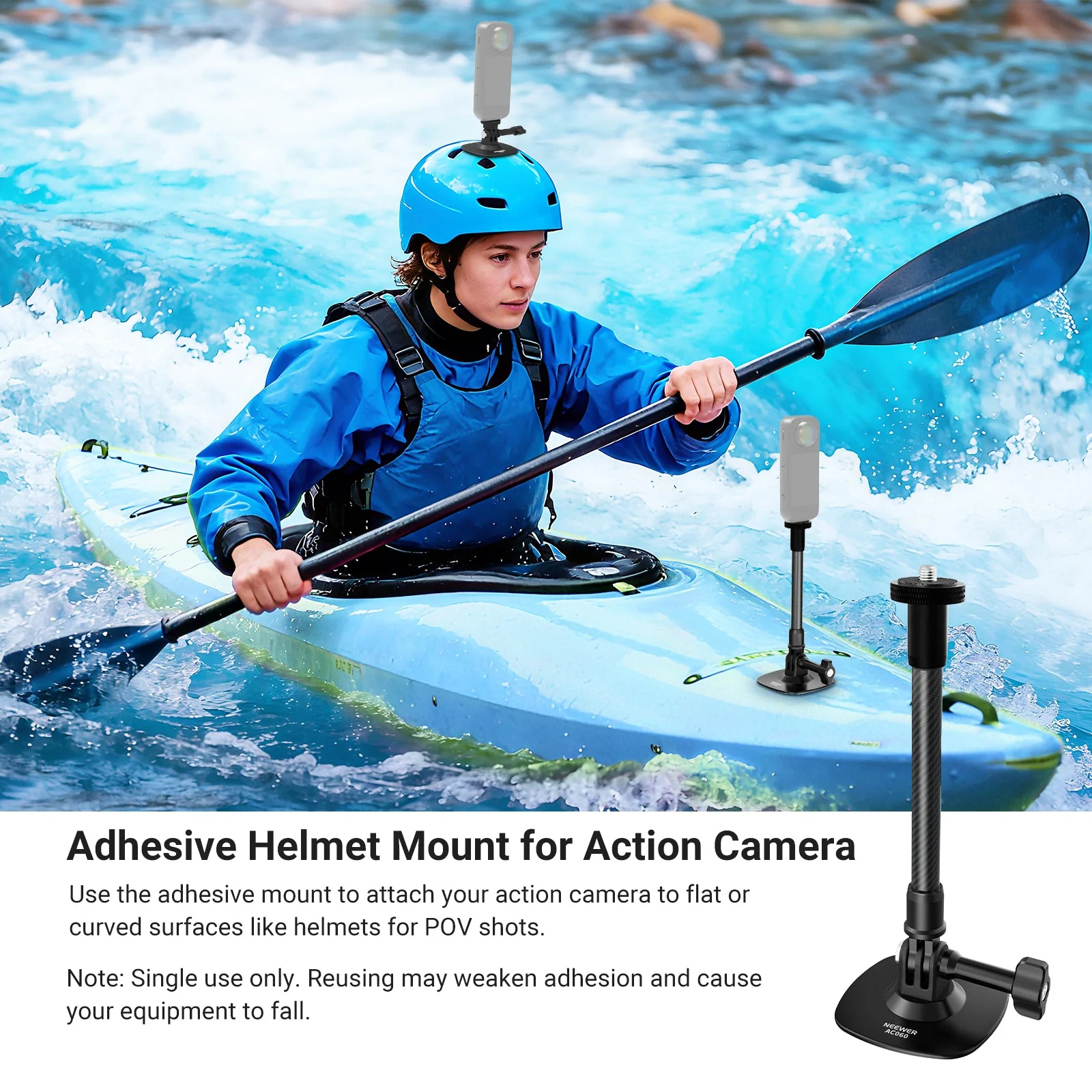 NEEWER AC060 Flexible Helmet Mount for Action Camera - Image 2