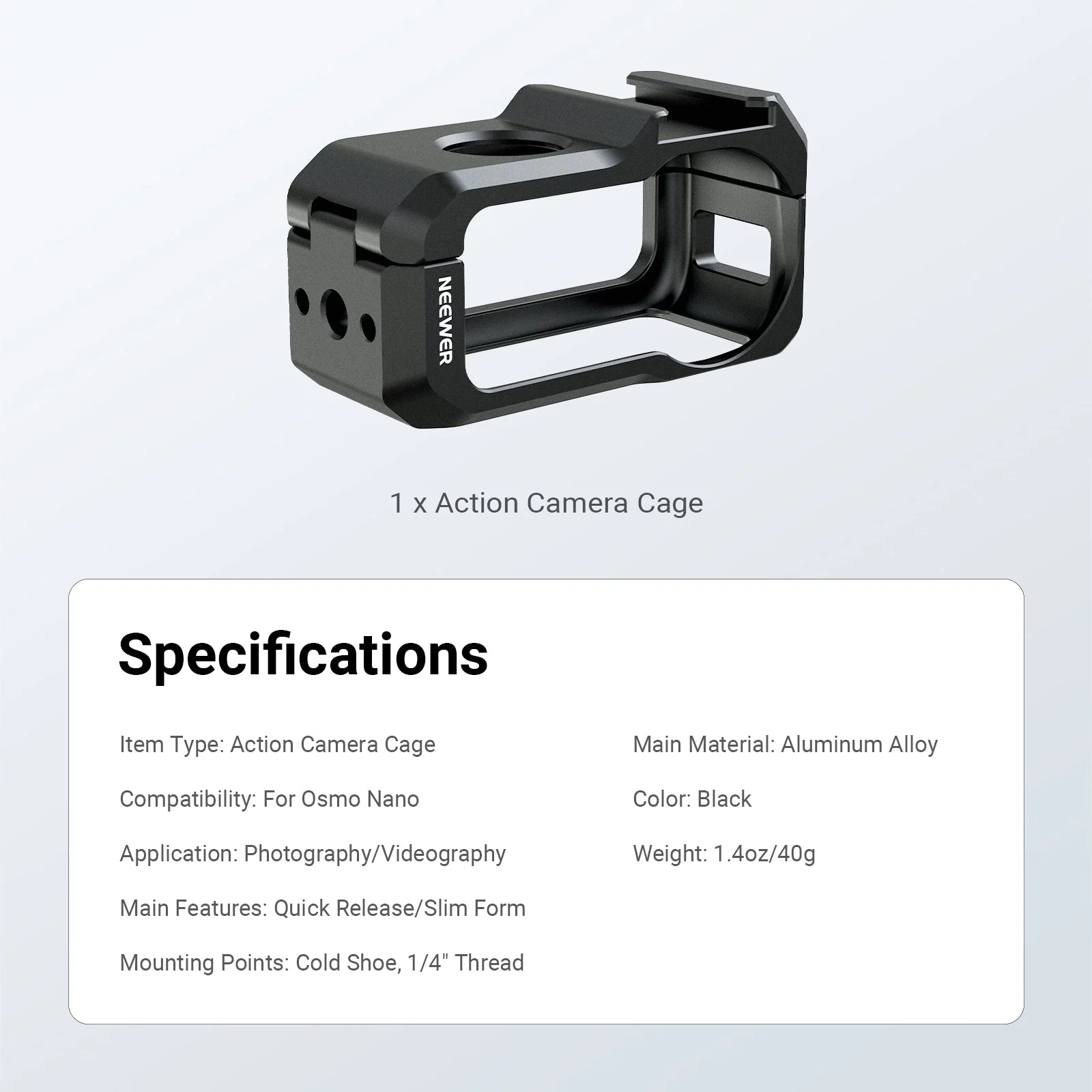 NEEWER AC066 Camera Cage Compatible with DJI Osmo Nano - Image 8