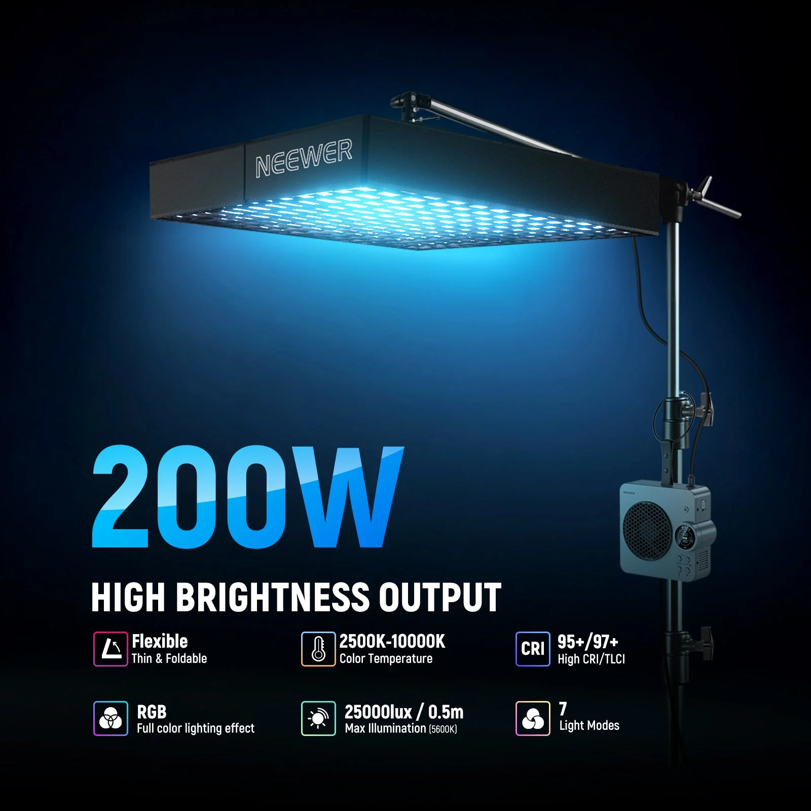 NEEWER AF200C Pro 200W Flexible RGB LED Video Light with Softbox - Image 2