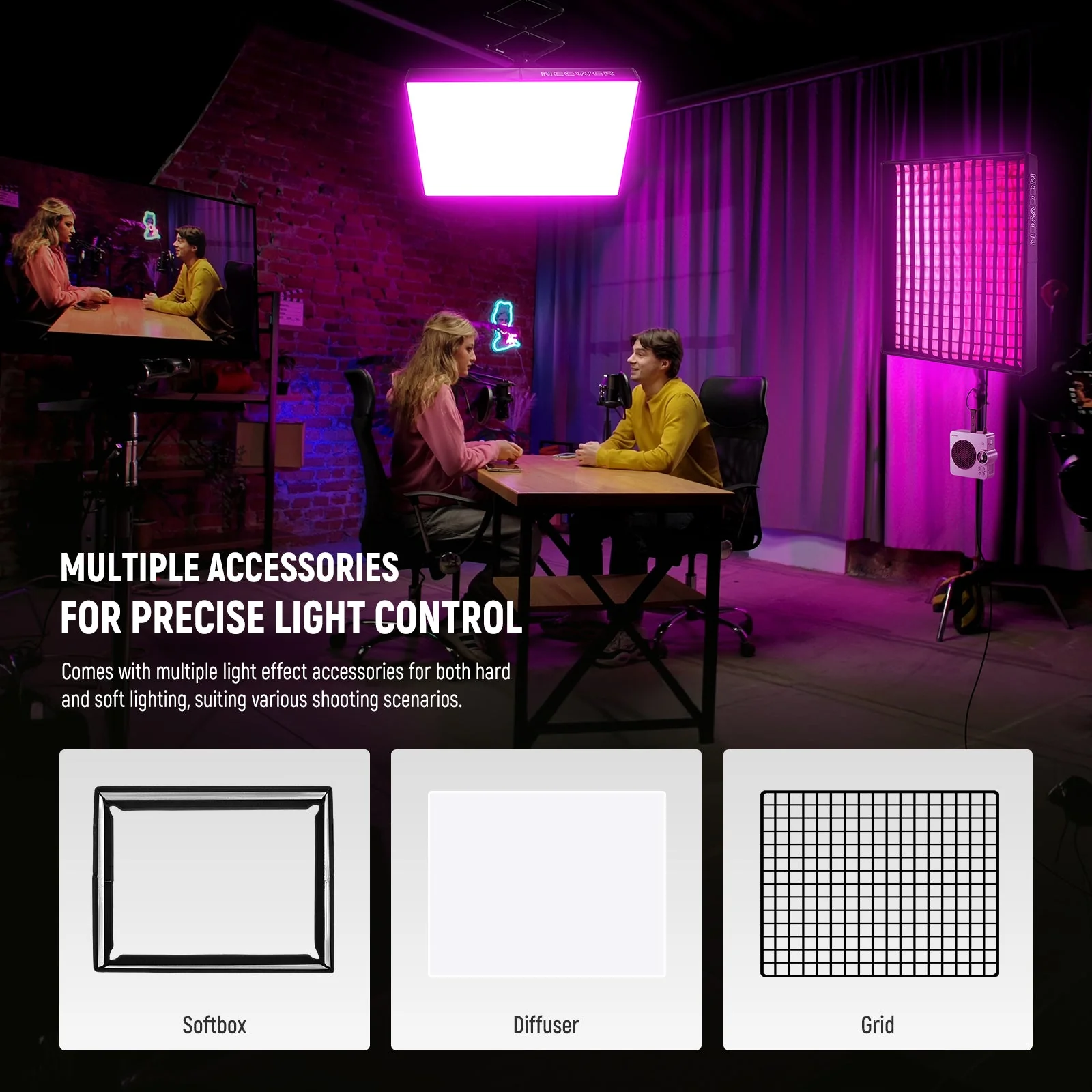 NEEWER AF200C Pro 200W Flexible RGB LED Video Light with Softbox - Image 6