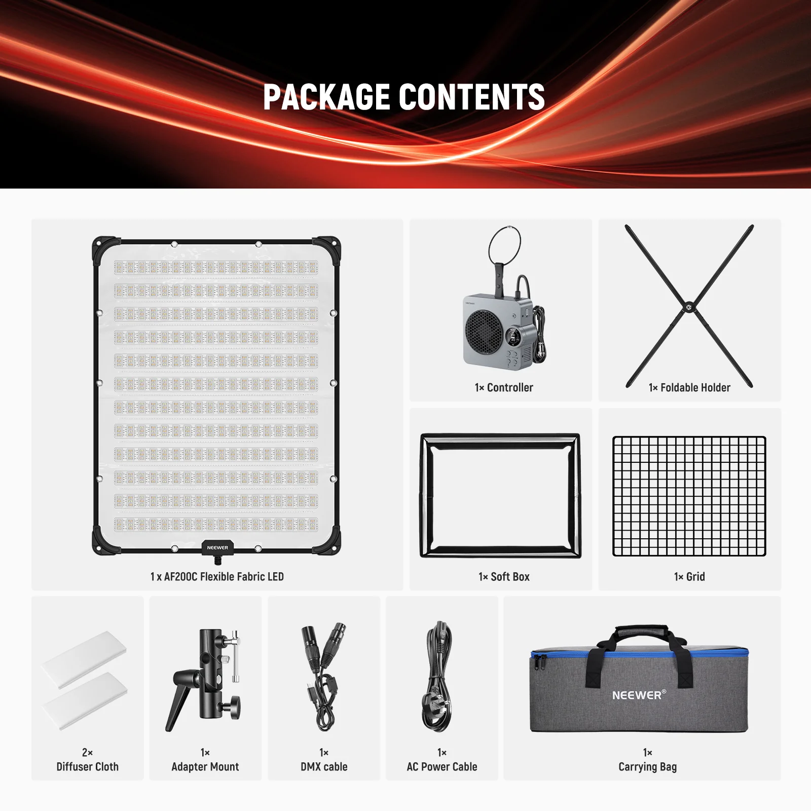 NEEWER AF200C Pro 200W Flexible RGB LED Video Light with Softbox - Image 9