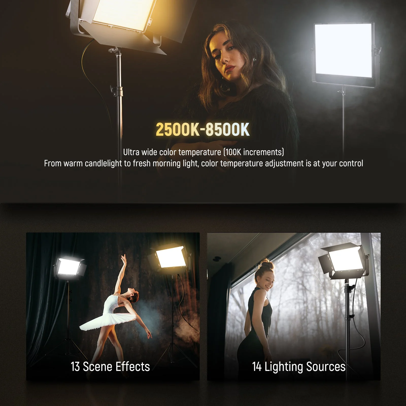 NEEWER AP100B 100W Bi-Color LED Panel Video Light with APP/2.4G/Panel/DMX Control - Image 4