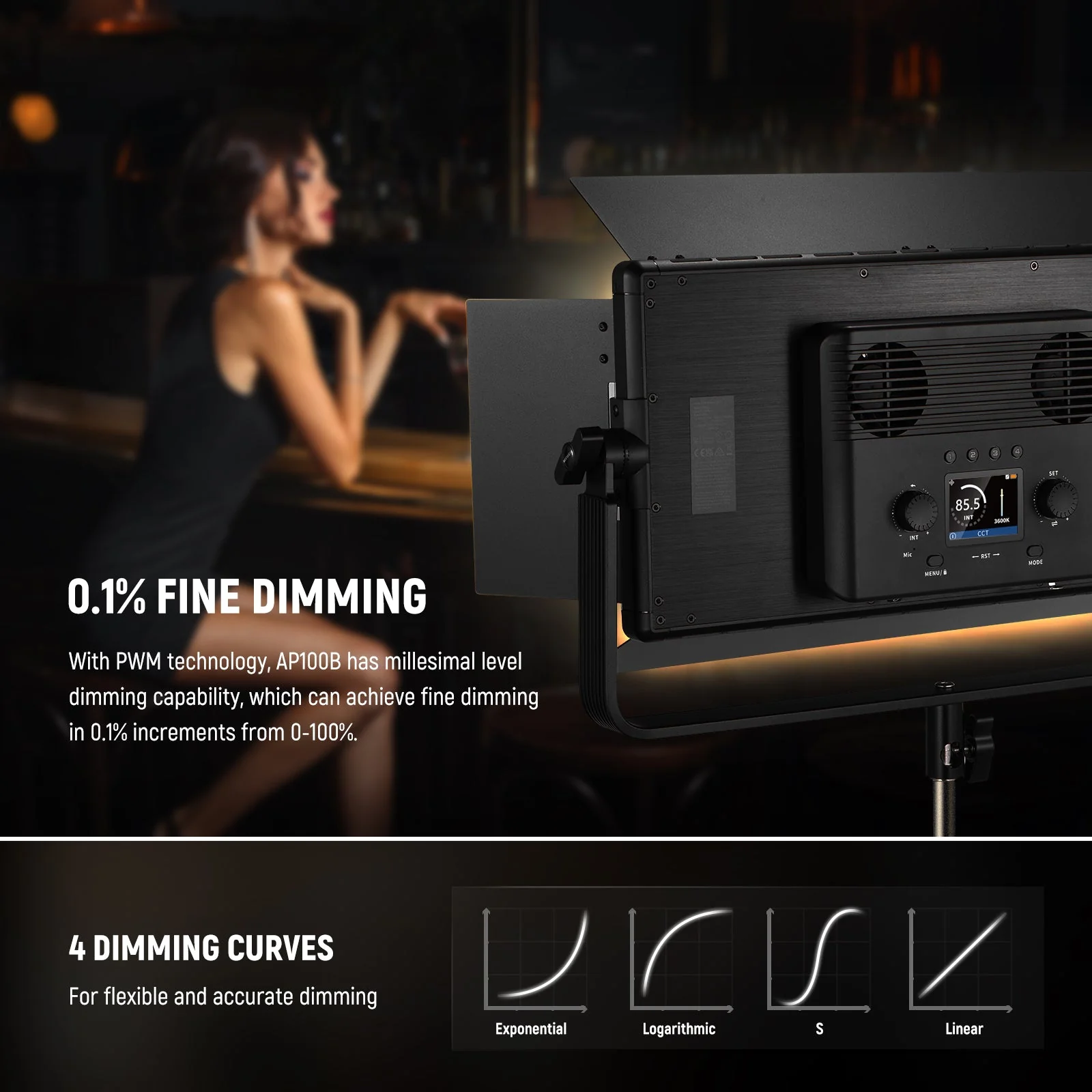 NEEWER AP100B 100W Bi-Color LED Panel Video Light with APP/2.4G/Panel/DMX Control - Image 5