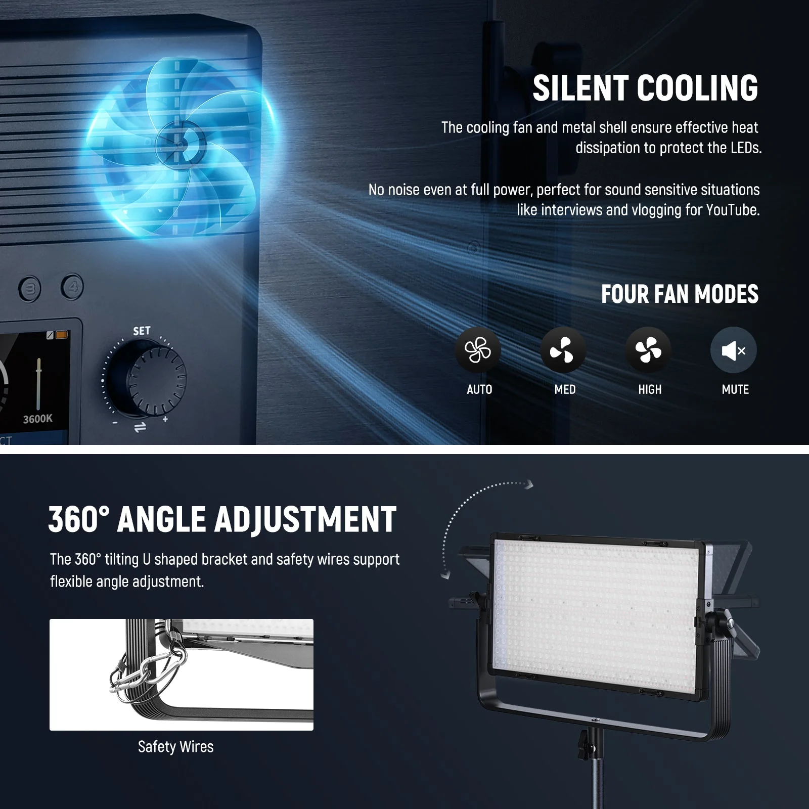 NEEWER AP100B 100W Bi-Color LED Panel Video Light with APP/2.4G/Panel/DMX Control - Image 8