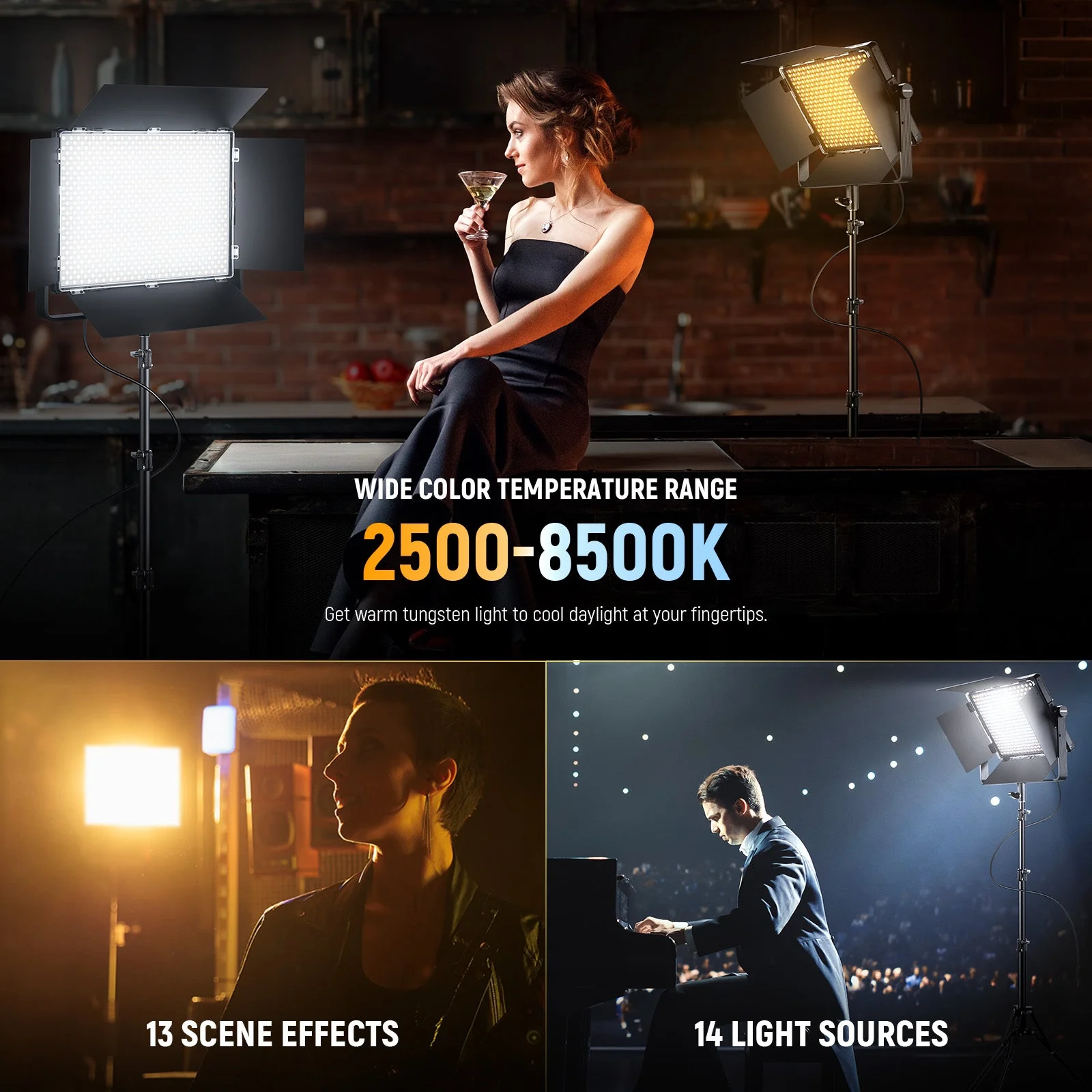 NEEWER AP150B 150W Bi-Color LED Panel Video Light with APP/2.4G/Panel/DMX Control - Image 4