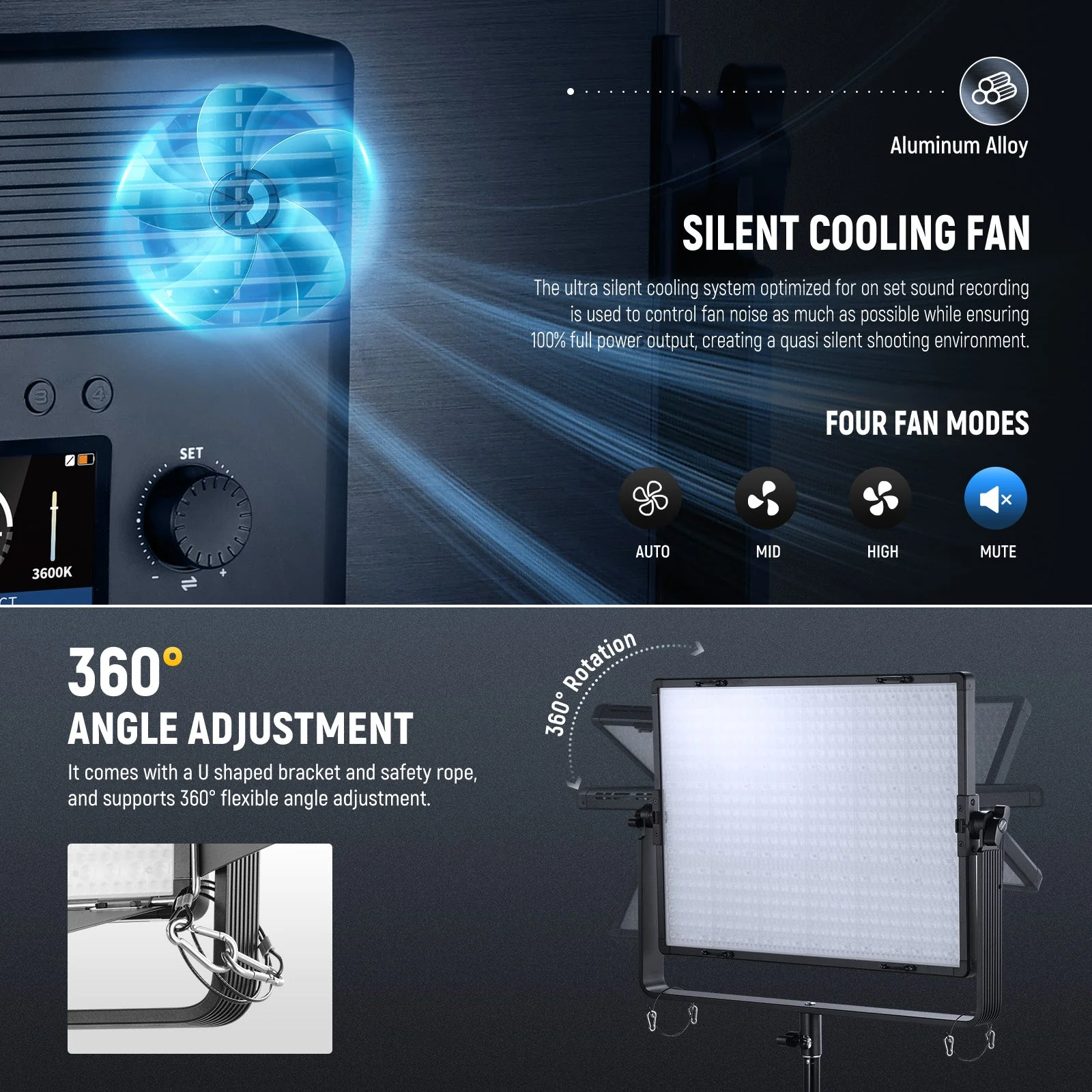 NEEWER AP150B 150W Bi-Color LED Panel Video Light with APP/2.4G/Panel/DMX Control - Image 8