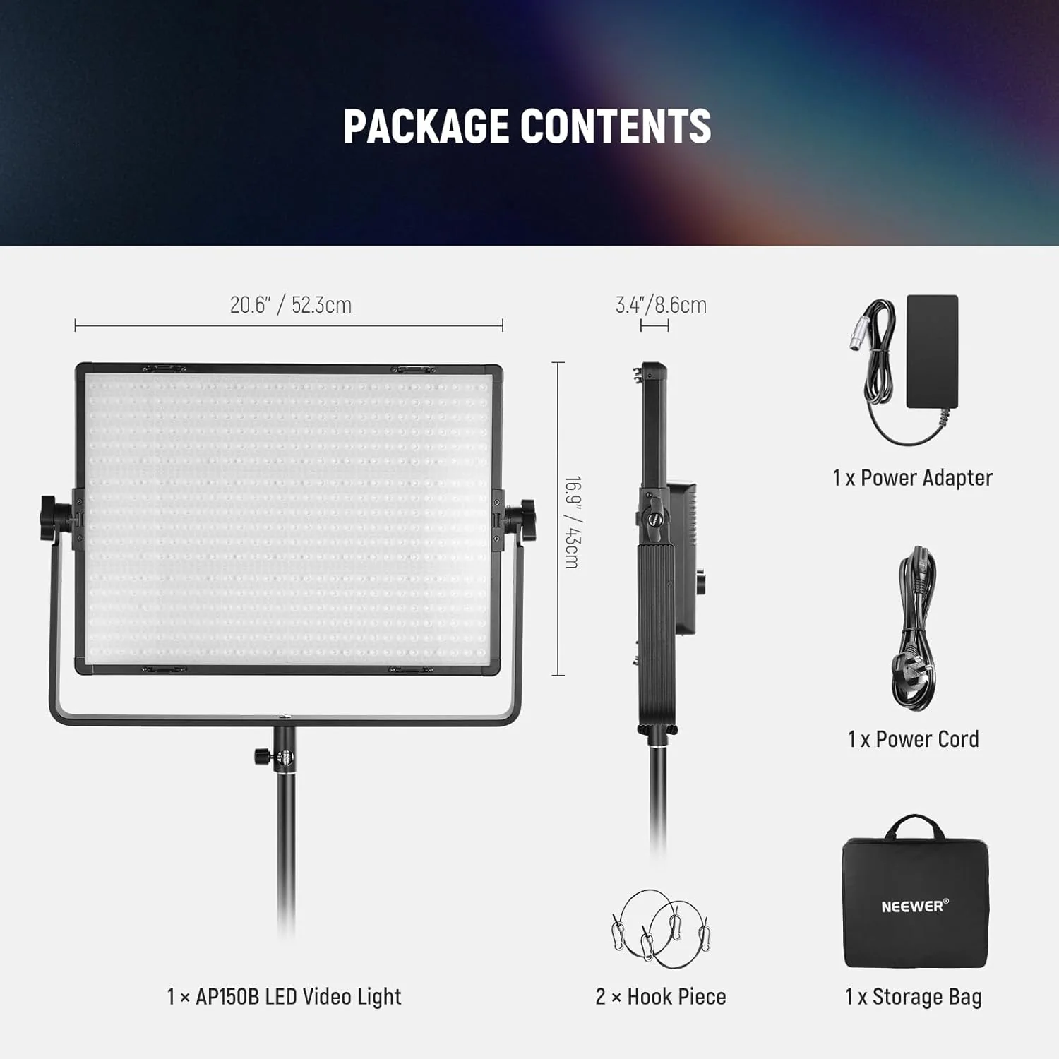 NEEWER AP150B 150W Bi-Color LED Panel Video Light with APP/2.4G/Panel/DMX Control - Image 9