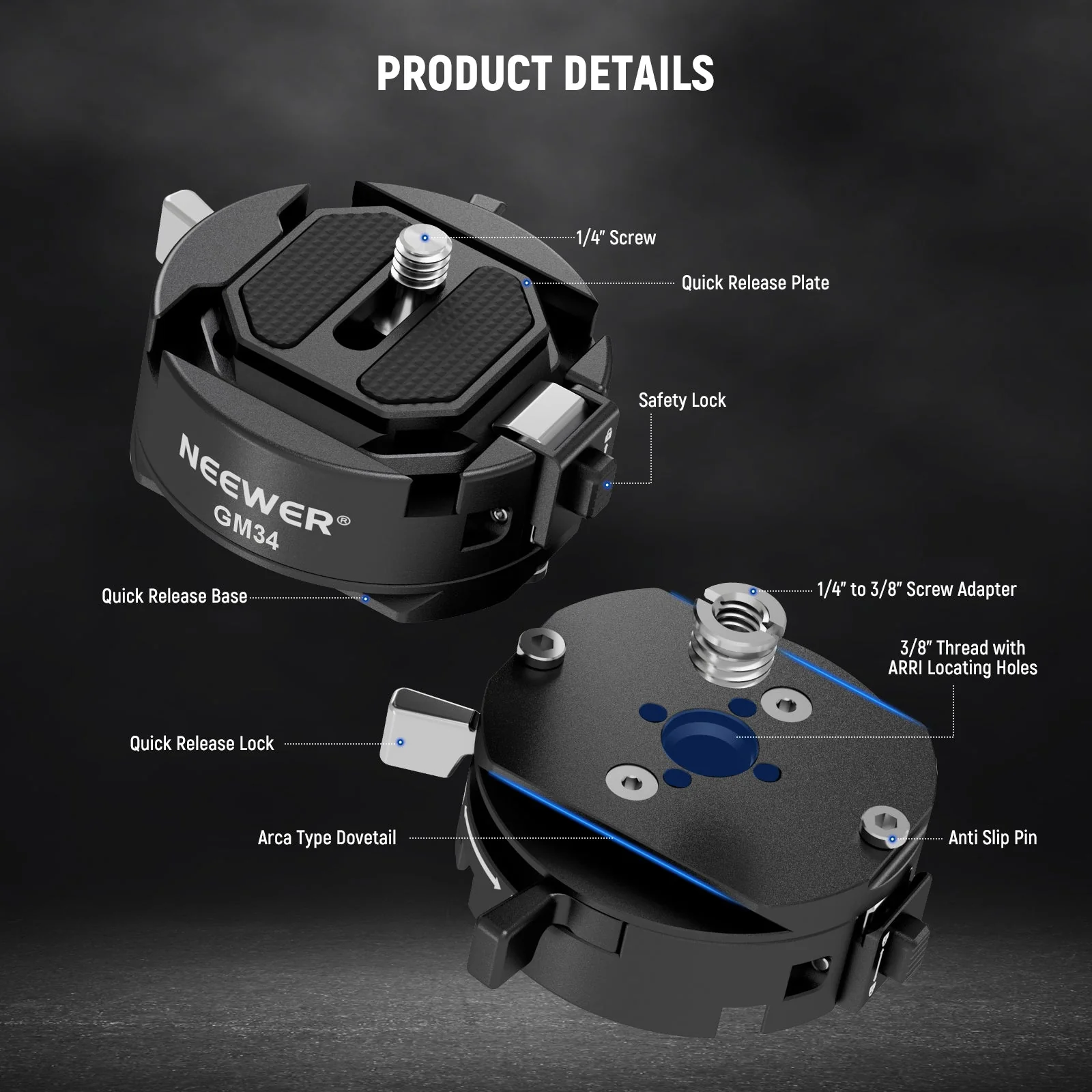 NEEWER GM34 Camera Quick Release Plate Kit - Image 3