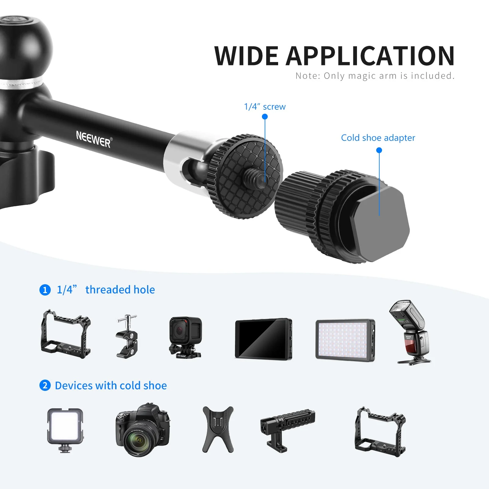 NEEWER ST20 11" Articulating Magic Arm & Upgraded Super Clamp Set - Image 2