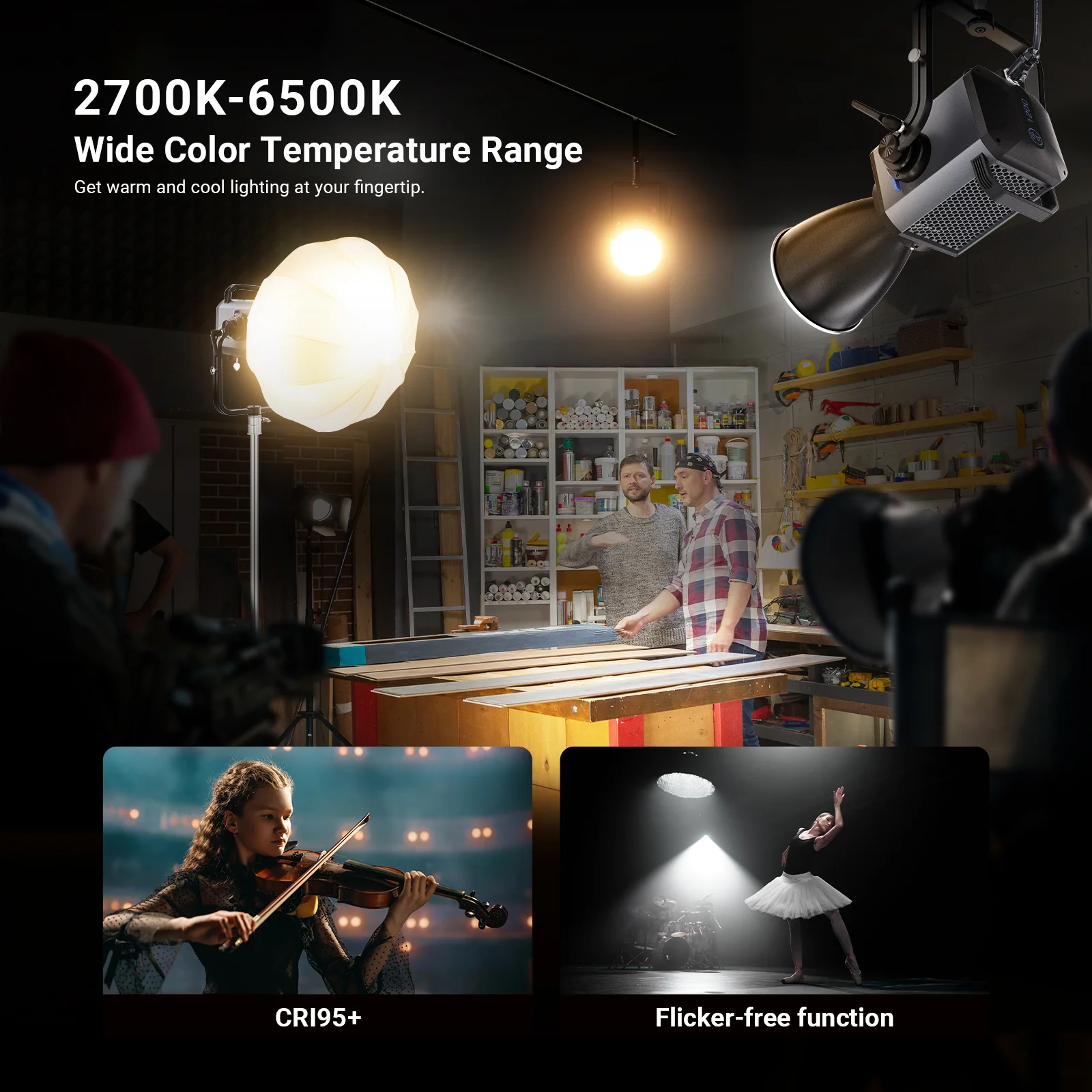 NEEWER AS1200B 1200W Output Bi-Color COB LED Studio Video Light - Image 3