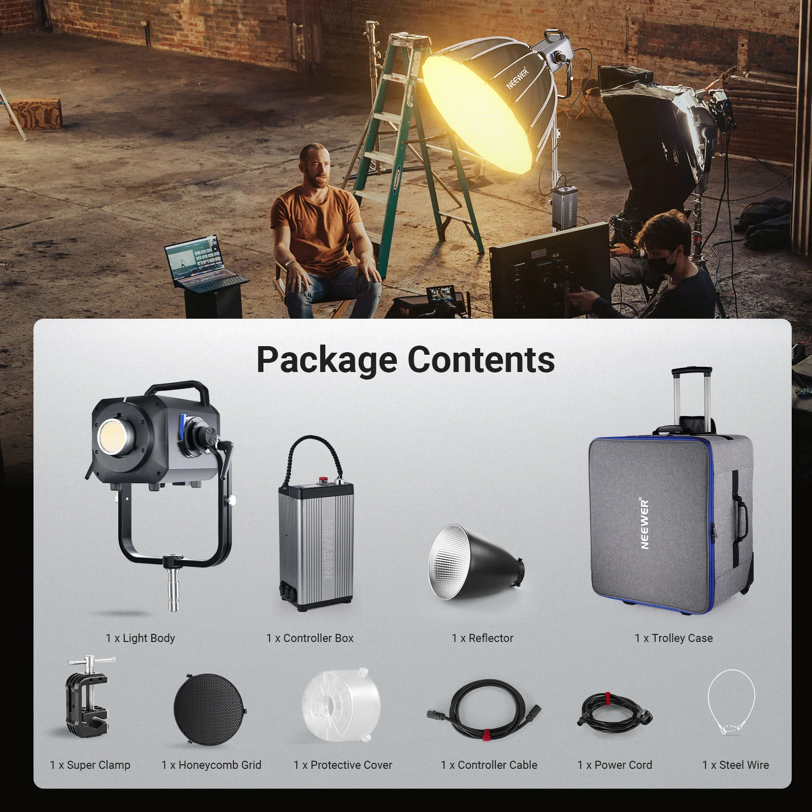 NEEWER AS1200B 1200W Output Bi-Color COB LED Studio Video Light - Image 9