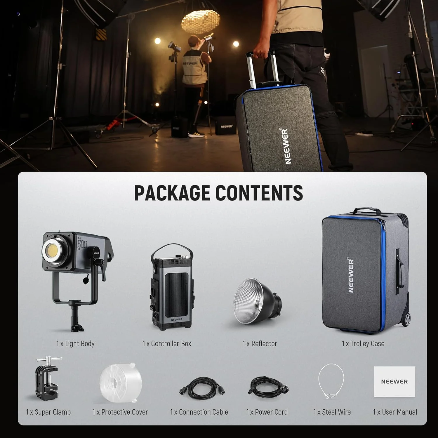 NEEWER AS600B 600W Output LED COB Continuous Video Light for TV News Studio - Image 9