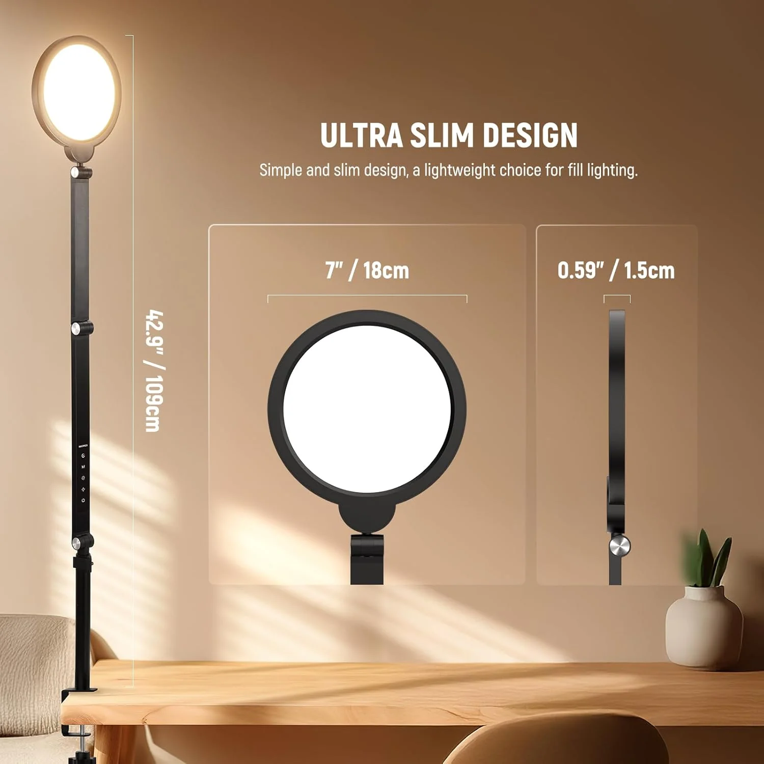 NEEWER BASICS R18 18W 7" Round Fill Light With Desktop Stand - Image 16