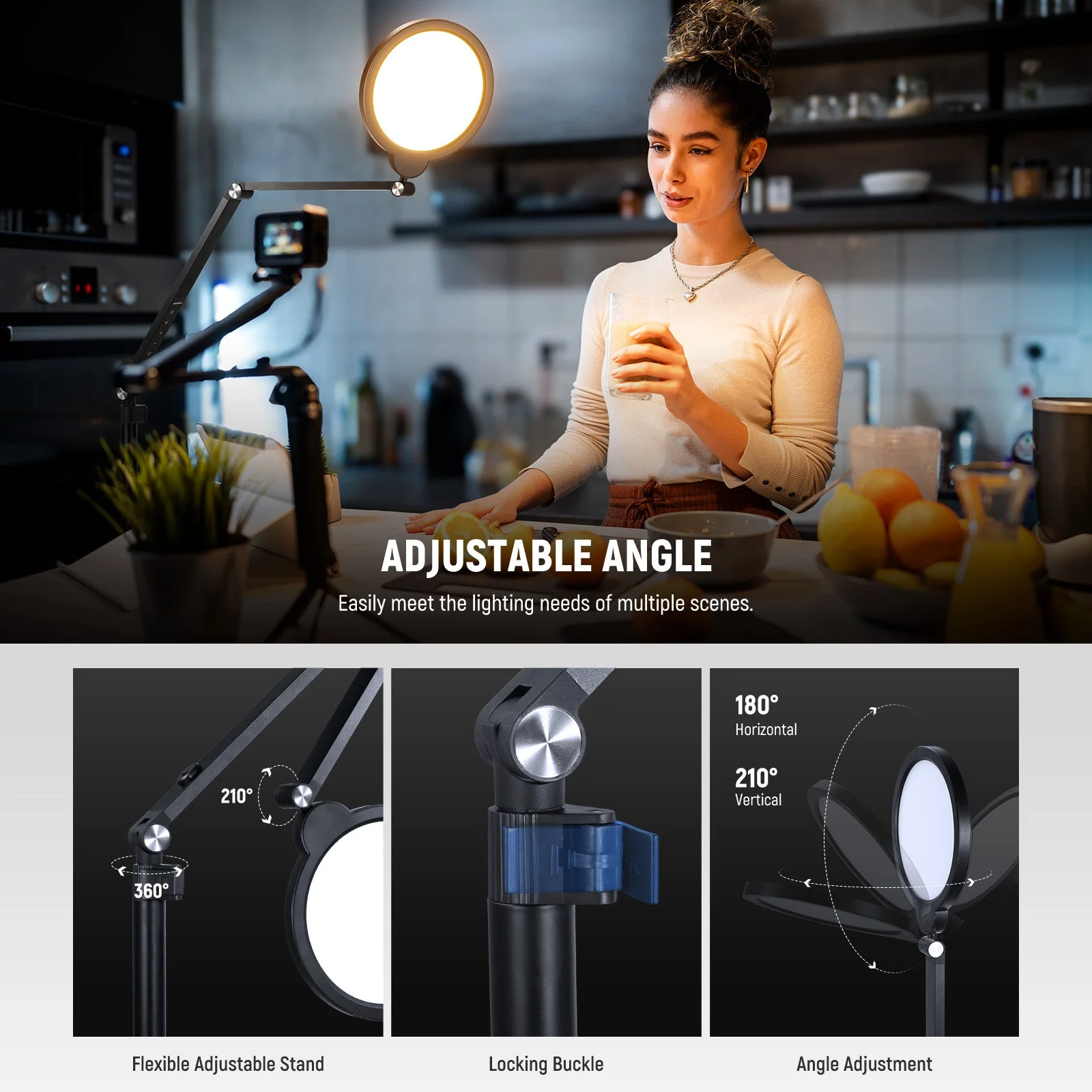 NEEWER BASICS R18 18W 7" Round Fill Light With Desktop Stand - Image 5