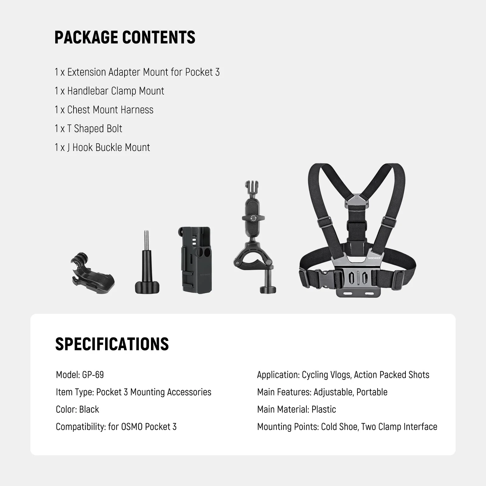 NEEWER BASICS GP-69 5 in 1 Accessories Kit For DJI Osmo Pocket 3 - Image 9