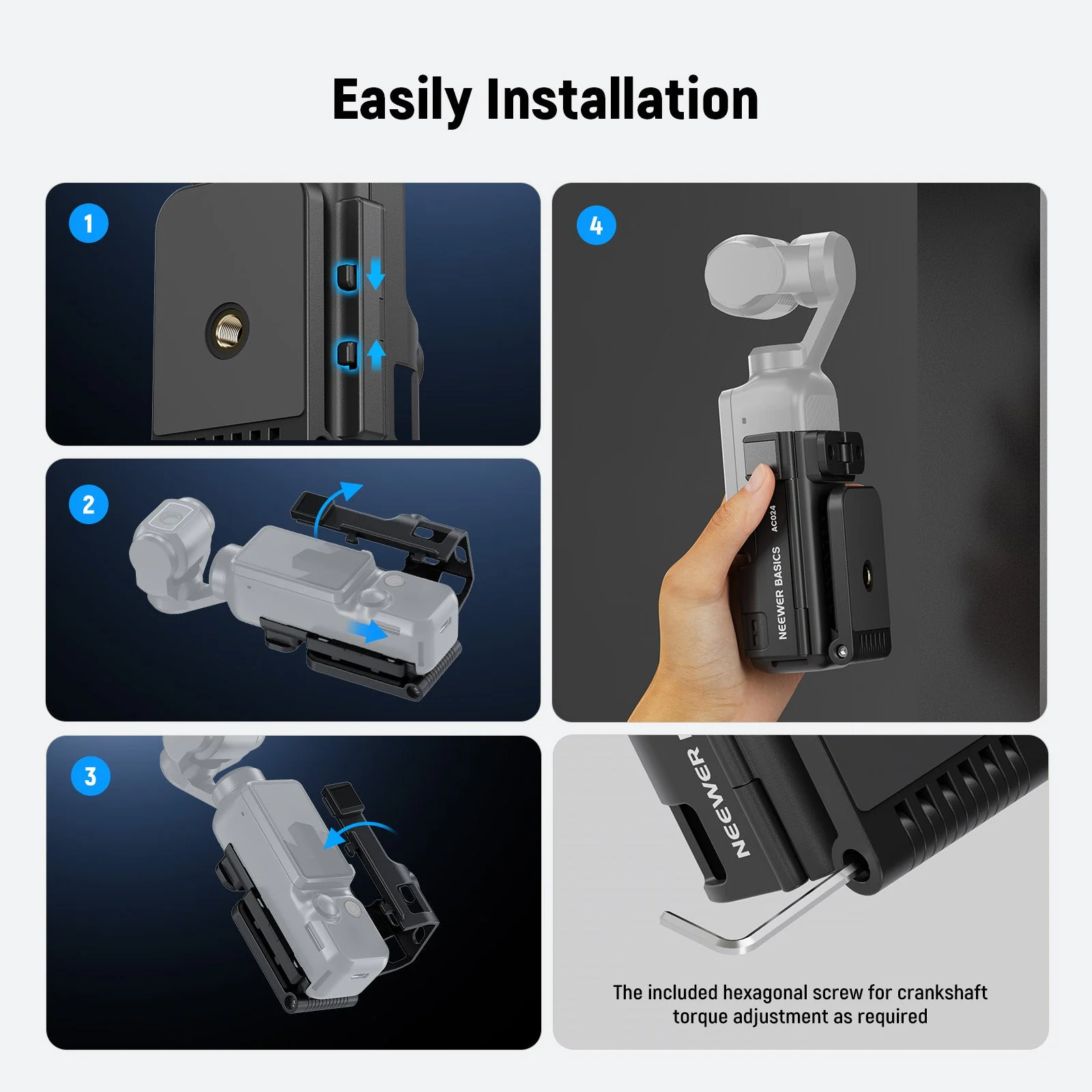 NEEWER BASICS AC024 Magnetic Camera Mount Stand For DJI Osmo Pocket 3 - Image 6