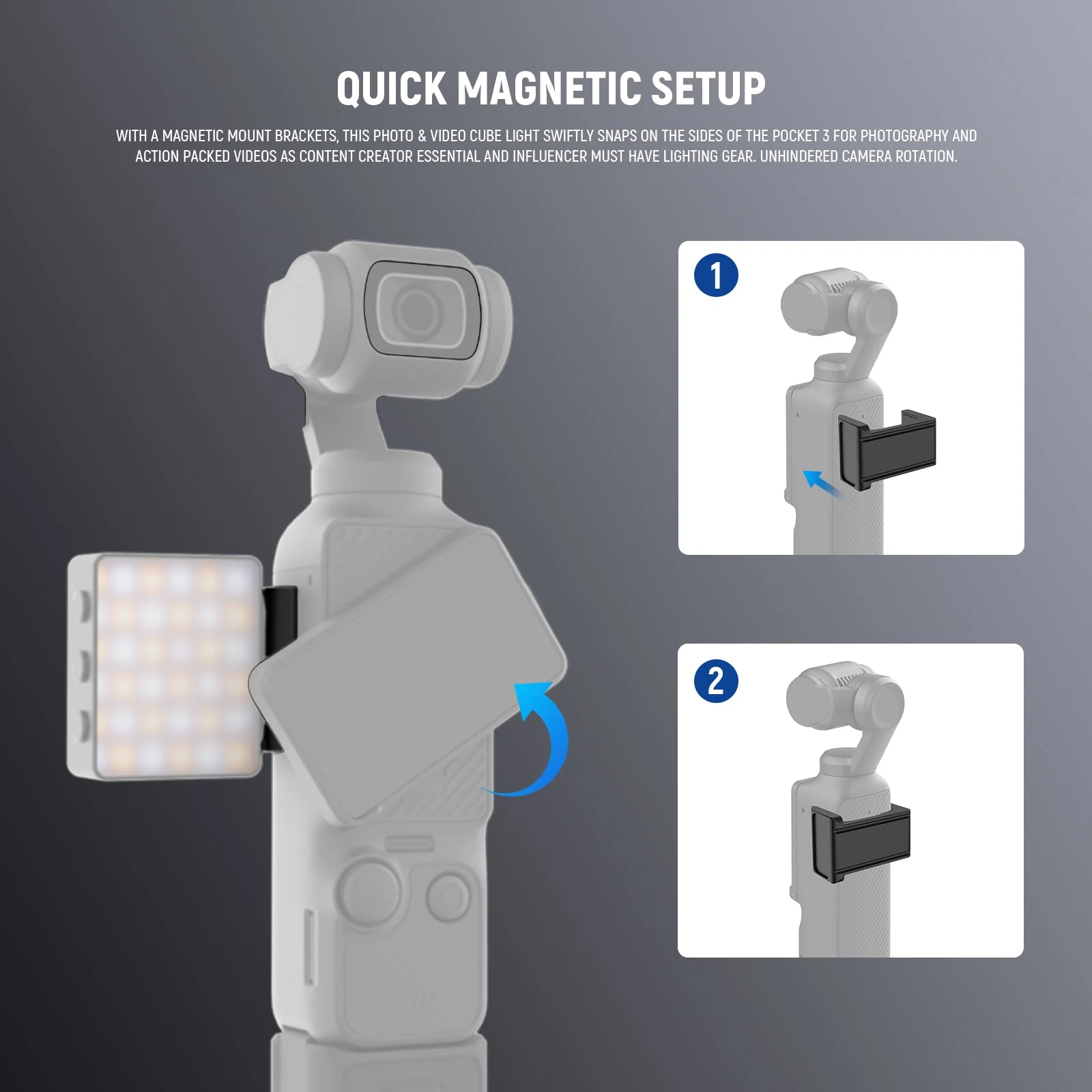 NEEWER BASICS M24 Bi-Color Magnetic LED Fill Light For DJI Osmo Pocket 3 - Image 7