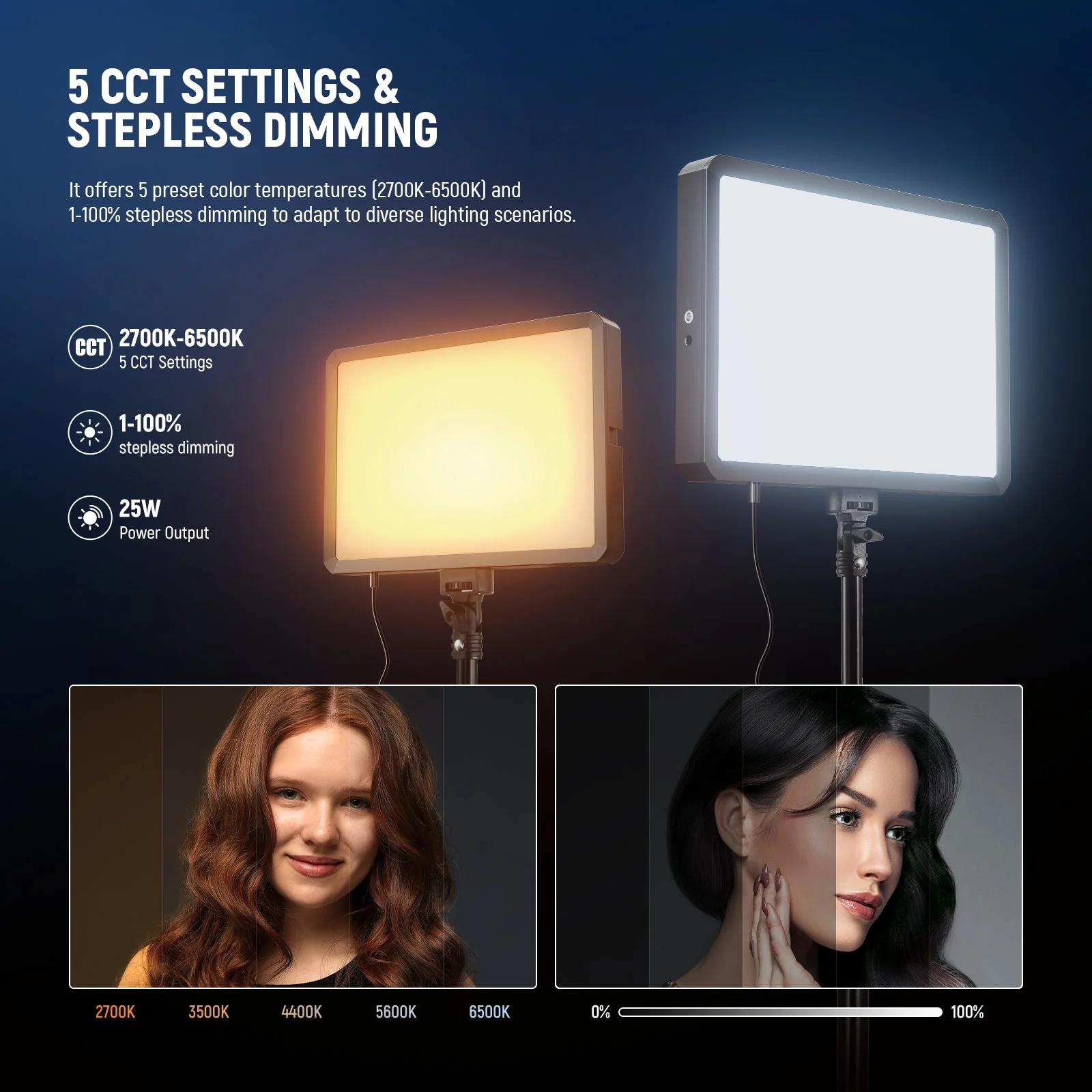NEEWER BASICS BP25B 2 Pack Bi-Color LED Video Panel Light Kit - Image 3