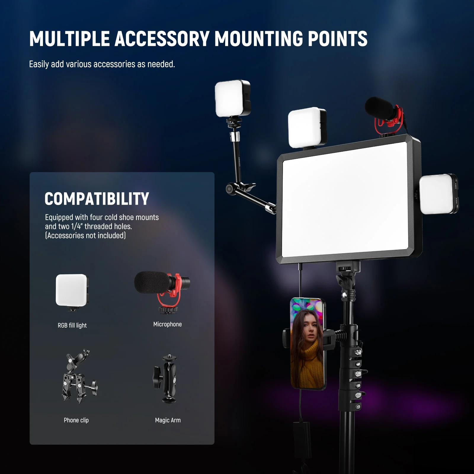 NEEWER BASICS BP25B 2 Pack Bi-Color LED Video Panel Light Kit - Image 6