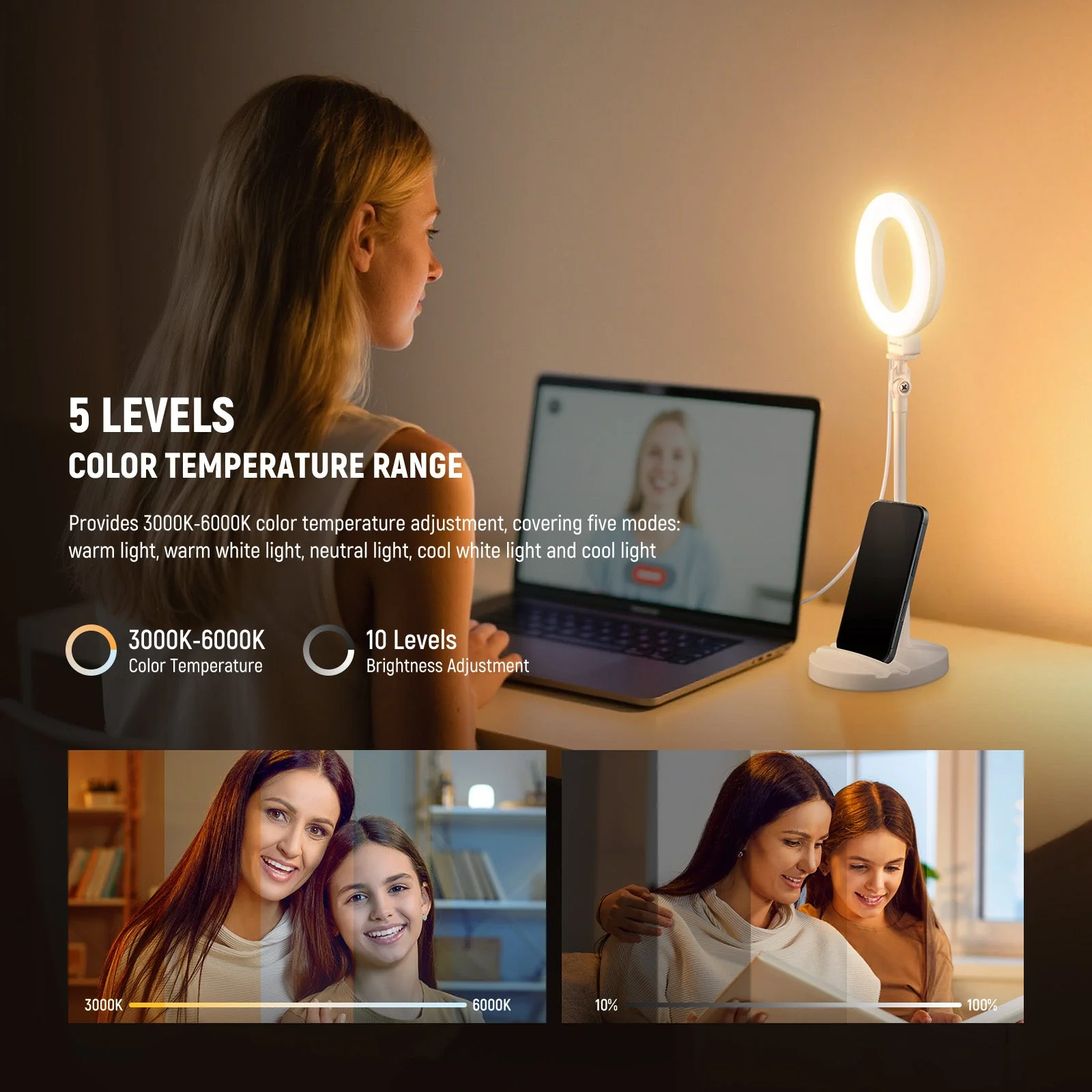 NEEWER BASICS BR60 5"/13cm Desk Ring Light with Stand - Image 3