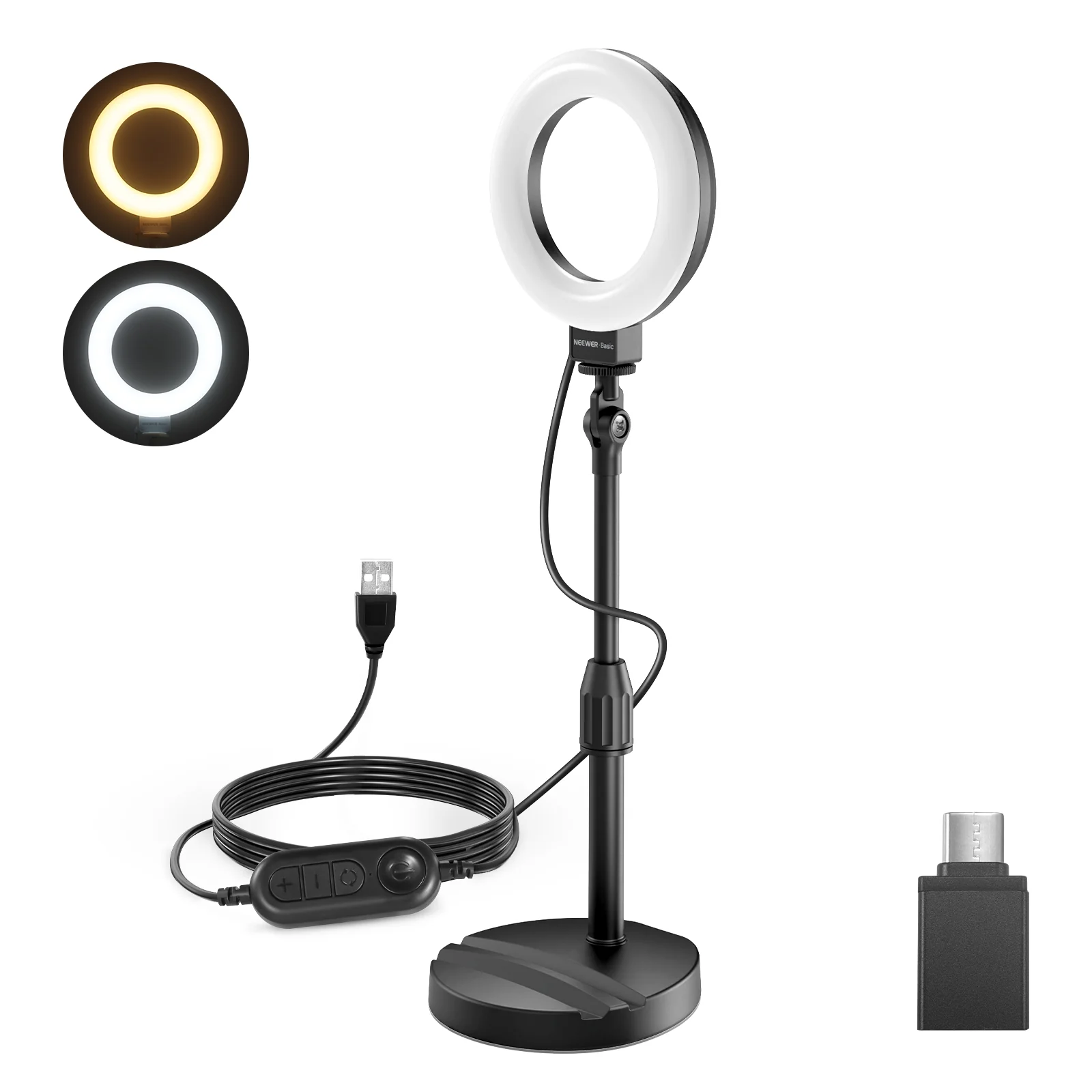 NEEWER BASICS BR60 5"/13cm Desk Ring Light with Stand - Image 9