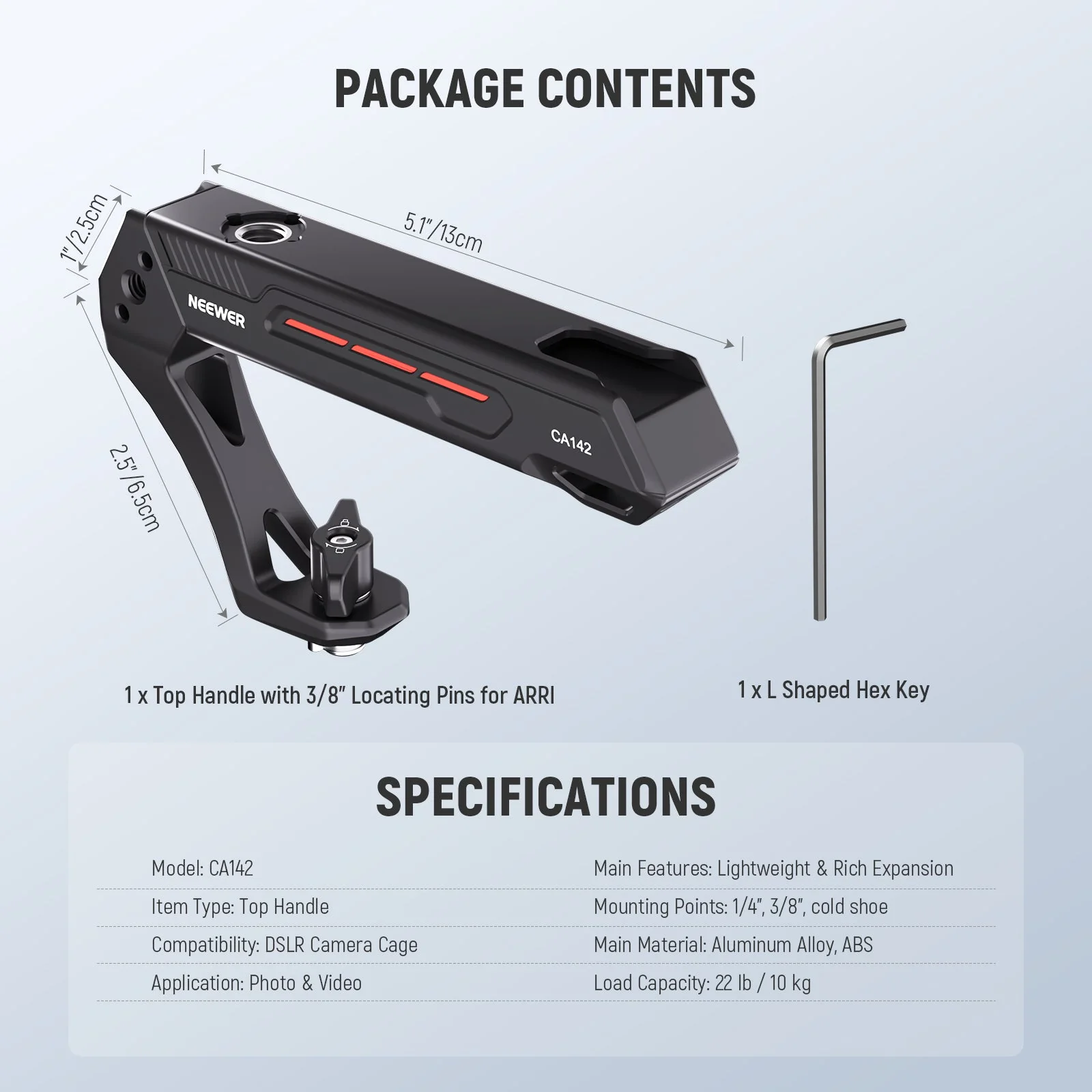 NEEWER BASICS CA142 Lightweight Camera Top Handle - Image 9