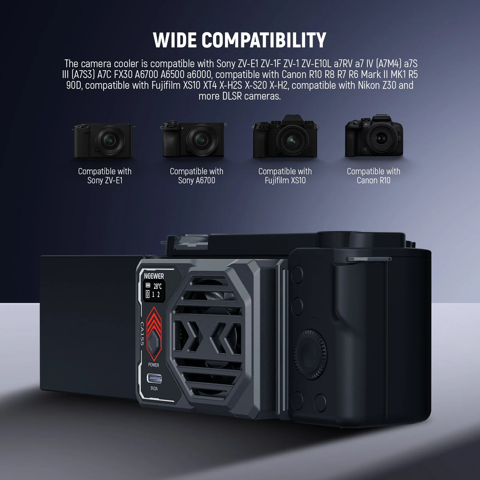 NEEWER BASICS CA155 Camera Cooling Fan with Battery - Image 3