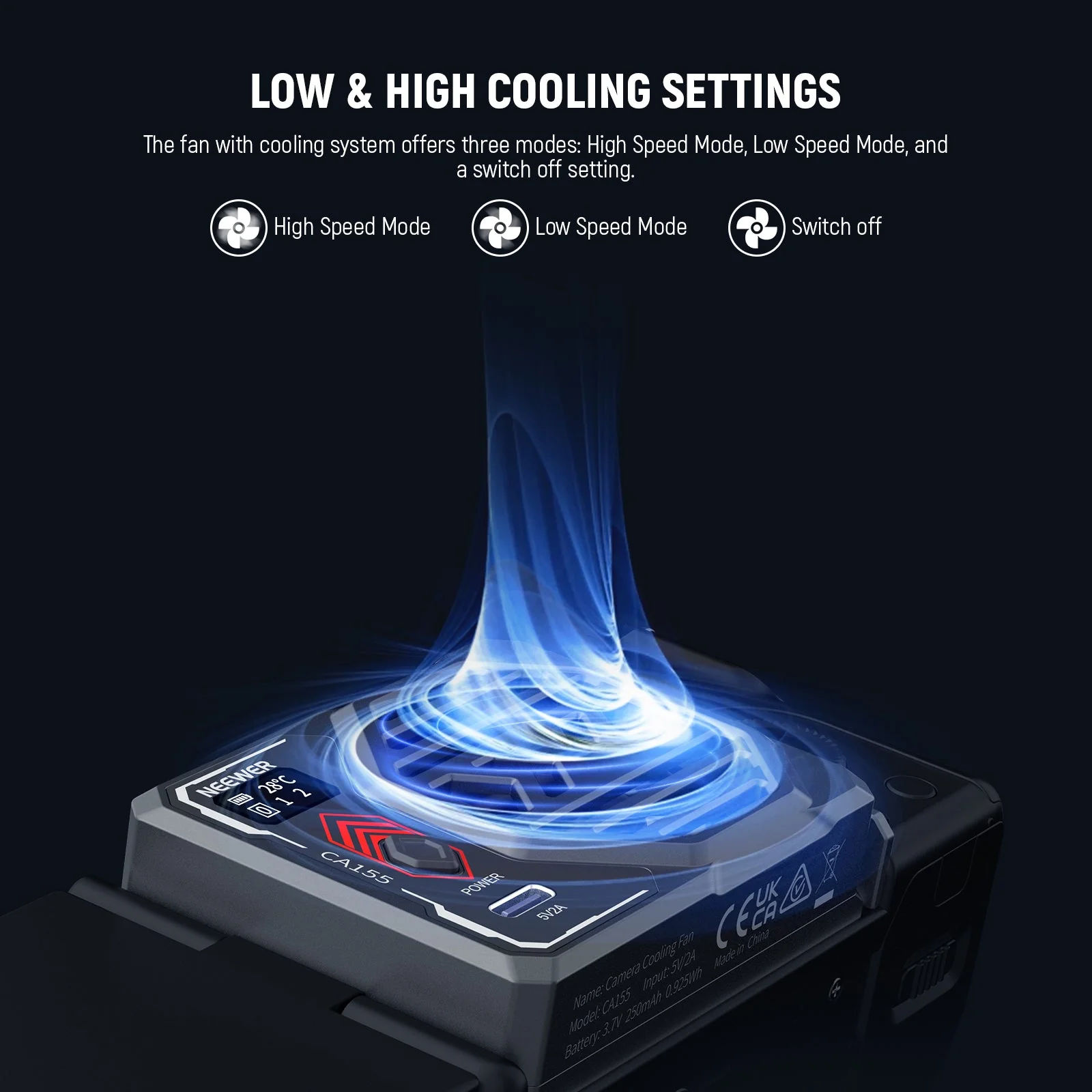 NEEWER BASICS CA155 Camera Cooling Fan with Battery - Image 4