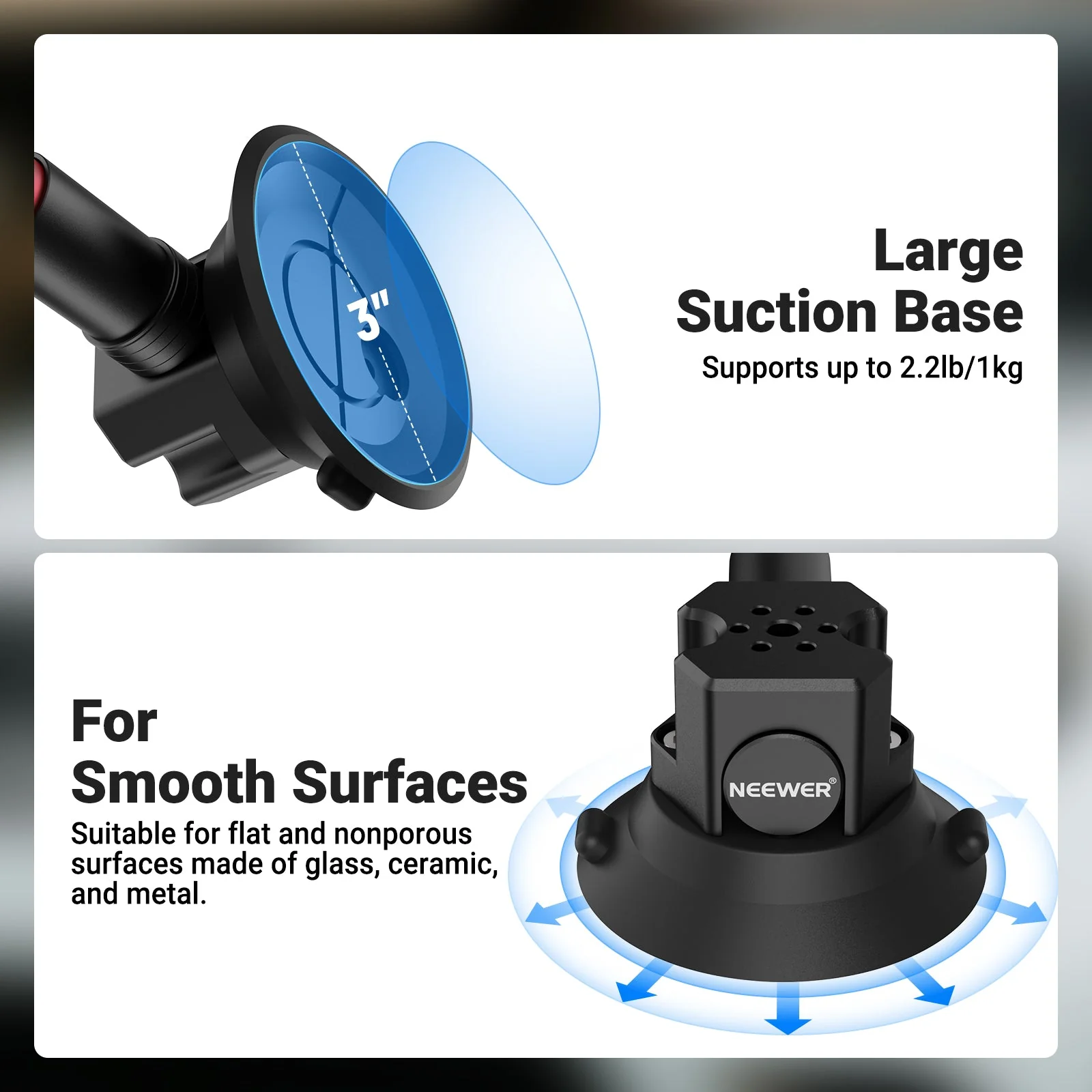 NEEWER BASICS CA166 Triple Suction Cup Car Mount Kit - Image 4
