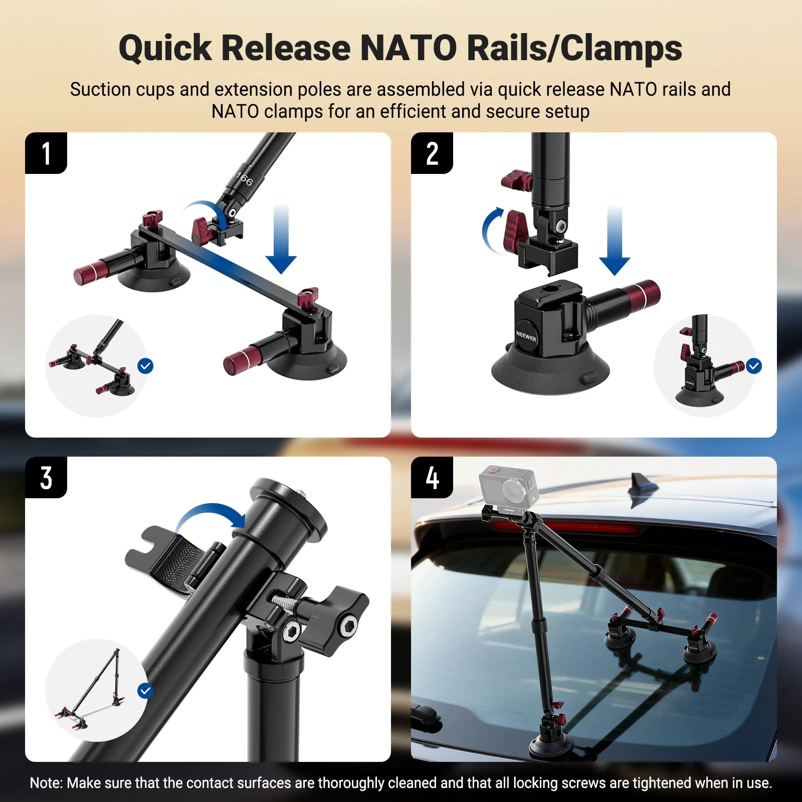 NEEWER BASICS CA166 Triple Suction Cup Car Mount Kit - Image 6