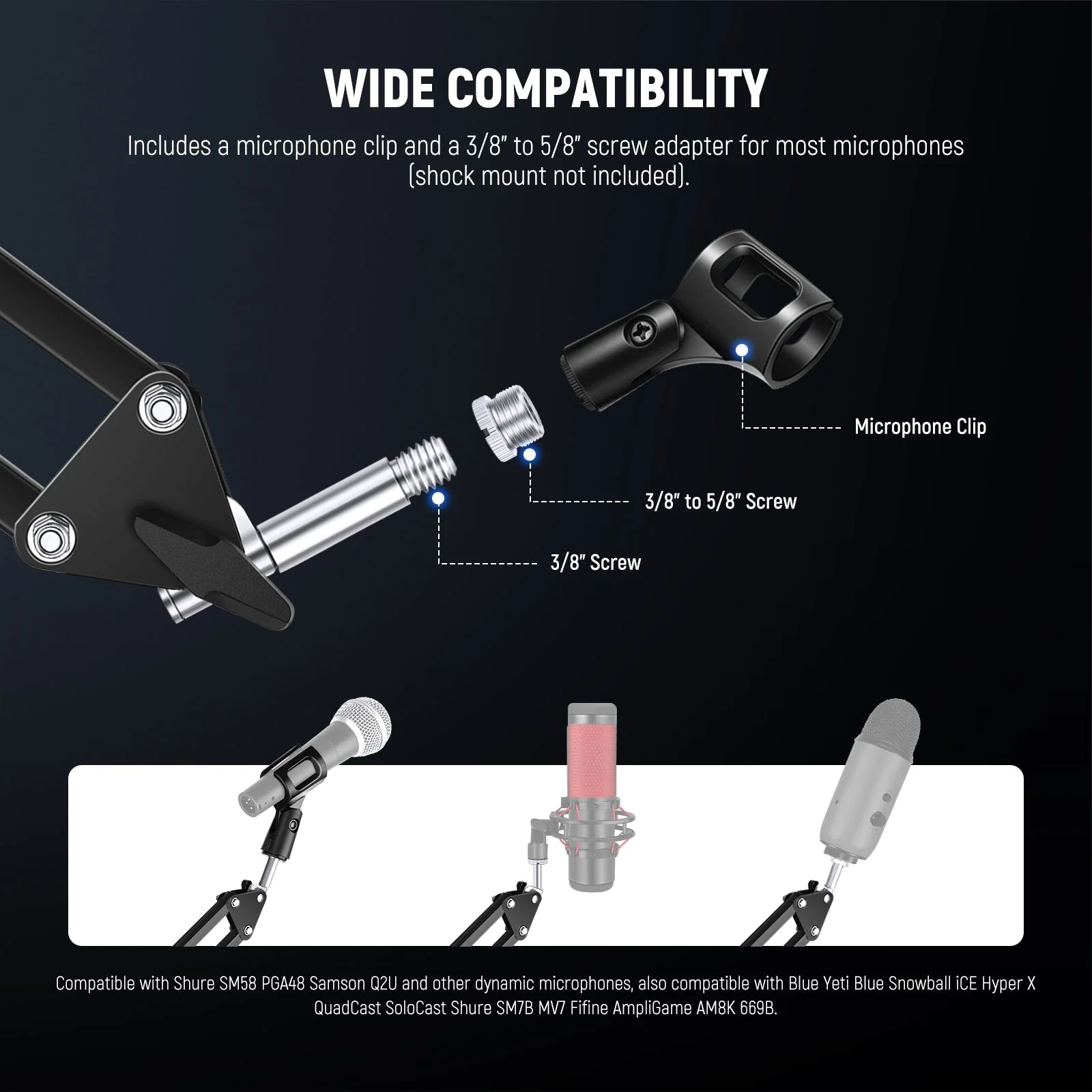 NEEWER BASICS MS006 Desktop Microphone Boom Arm Stand - Image 3