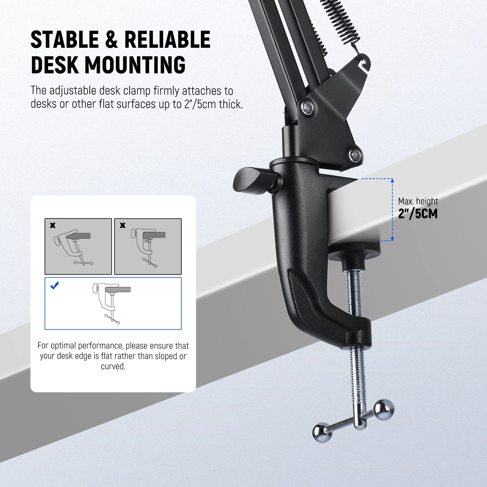 NEEWER BASICS MS006 Desktop Microphone Boom Arm Stand - Image 4