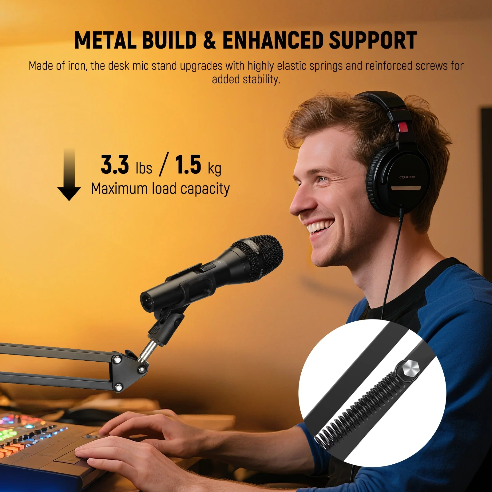 NEEWER BASICS MS006 Desktop Microphone Boom Arm Stand - Image 5