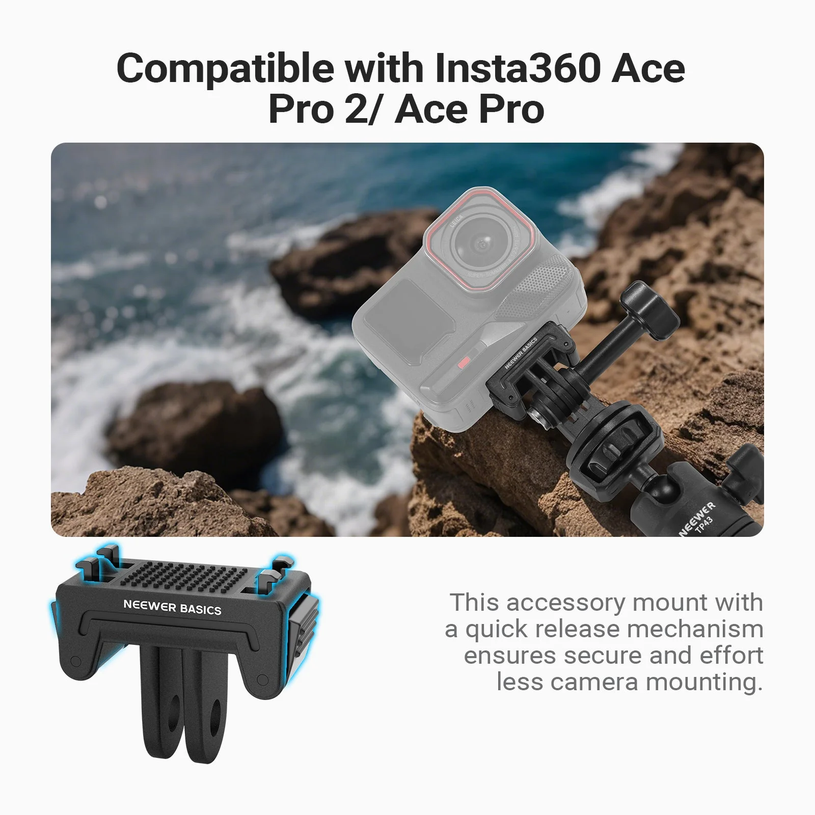 NEEWER BASICS DP05 Magnetic Mount For Insta360 Ace Pro 2/Ace Pro/X5 - Image 3