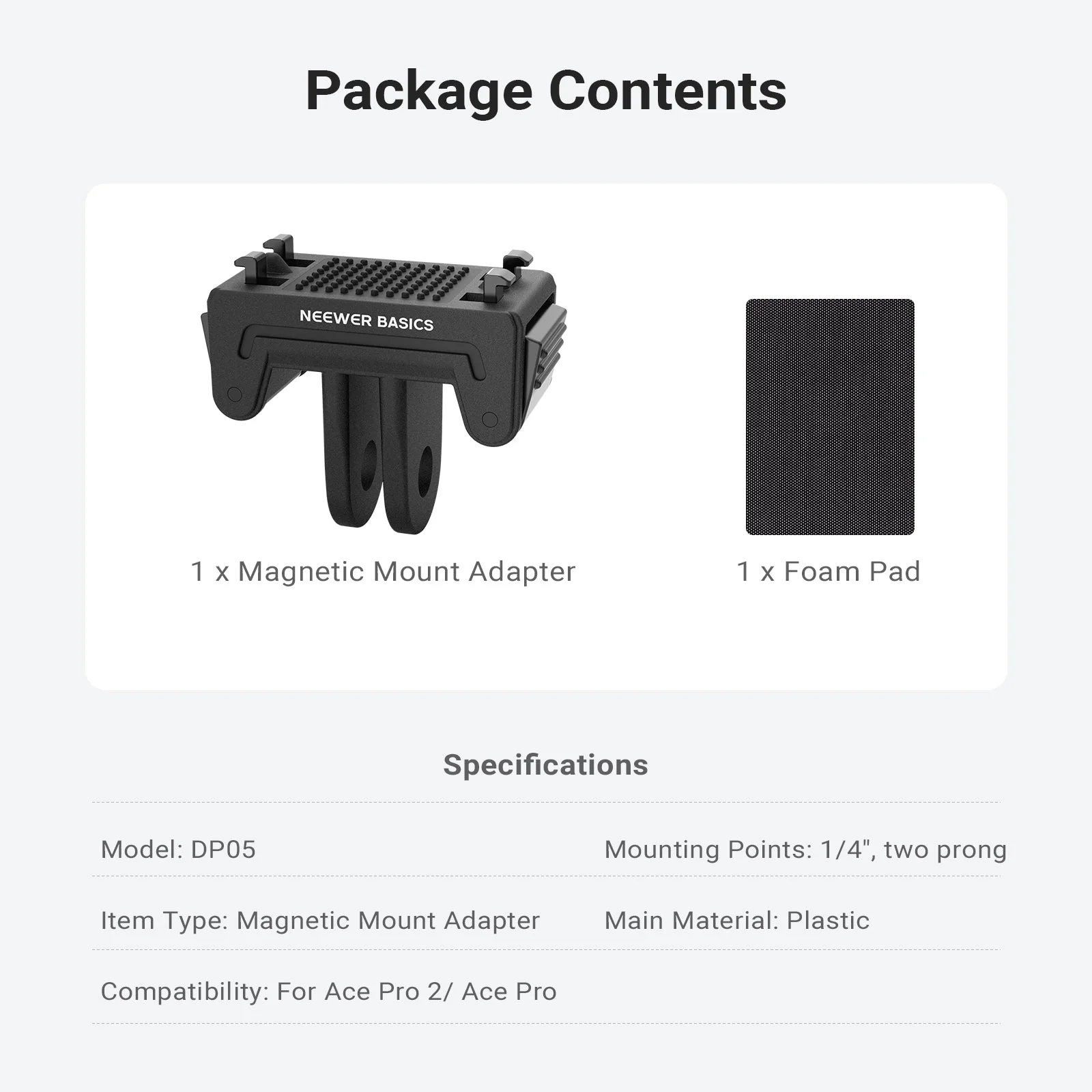 NEEWER BASICS DP05 Magnetic Mount For Insta360 Ace Pro 2/Ace Pro/X5 - Image 7
