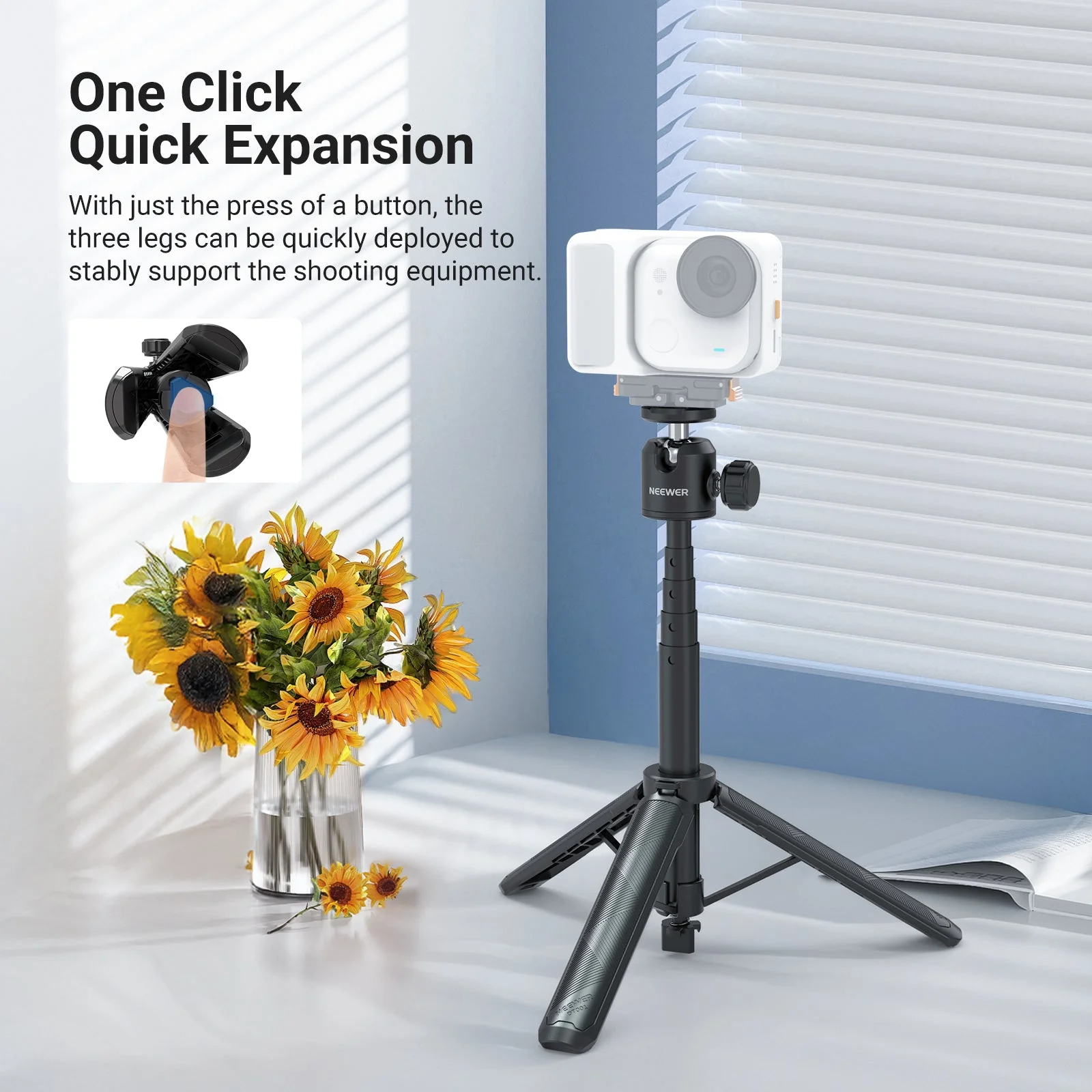 NEEWER BASICS DT001 Extendable Selfie Stick Tripod - Image 3