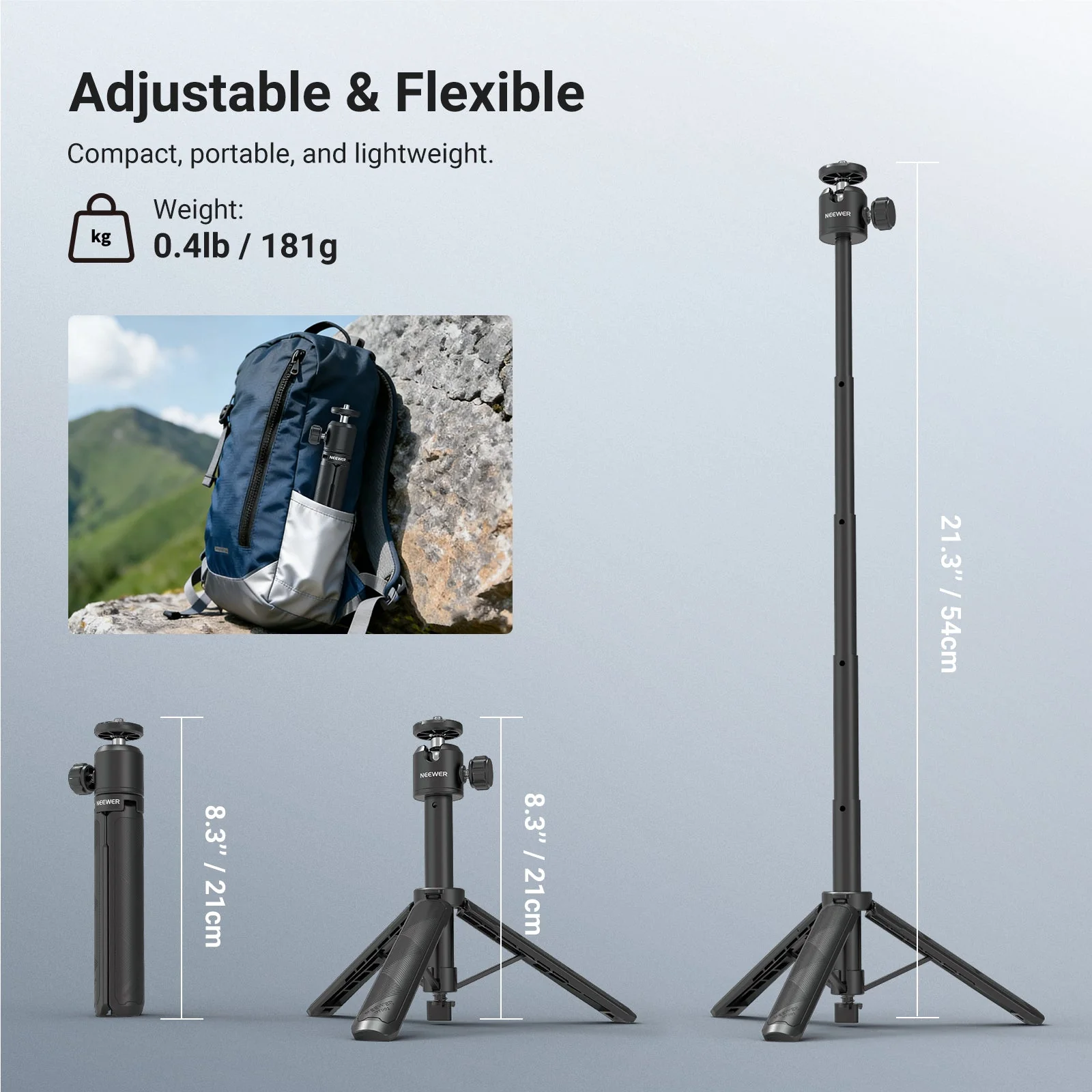 NEEWER BASICS DT001 Extendable Selfie Stick Tripod - Image 6